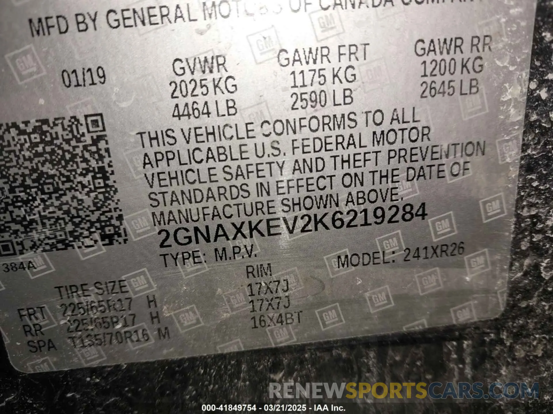9 Photograph of a damaged car 2GNAXKEV2K6219284 CHEVROLET EQUINOX 2019