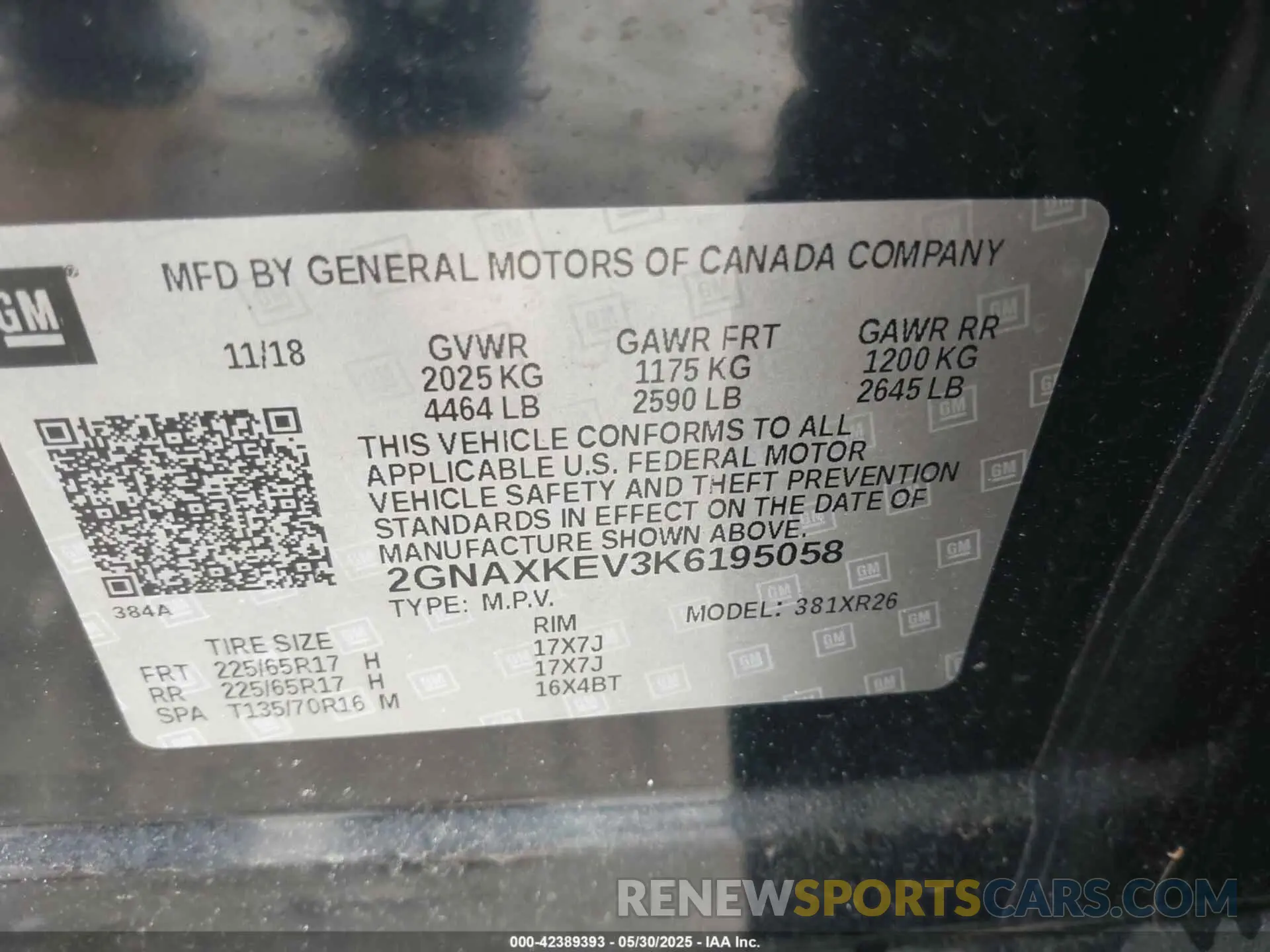 9 Photograph of a damaged car 2GNAXKEV3K6195058 CHEVROLET EQUINOX 2019
