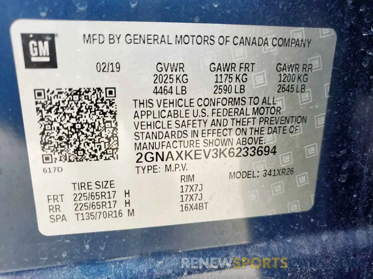 13 Photograph of a damaged car 2GNAXKEV3K6233694 CHEVROLET EQUINOX 2019