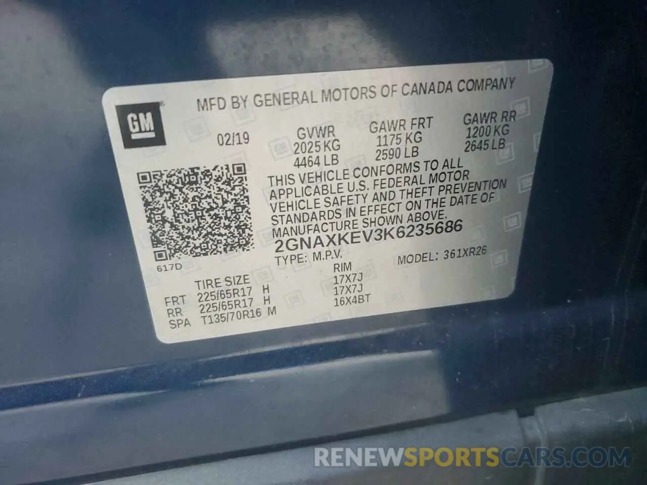13 Photograph of a damaged car 2GNAXKEV3K6235686 CHEVROLET EQUINOX 2019