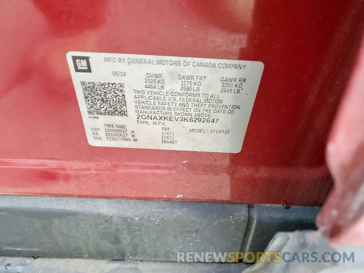13 Photograph of a damaged car 2GNAXKEV3K6292647 CHEVROLET EQUINOX 2019
