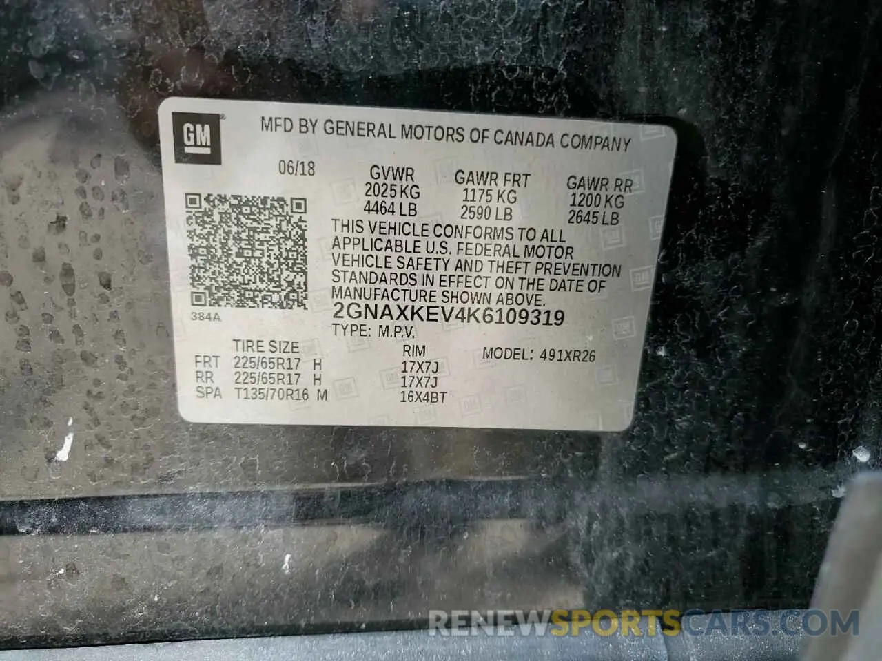 13 Photograph of a damaged car 2GNAXKEV4K6109319 CHEVROLET EQUINOX 2019