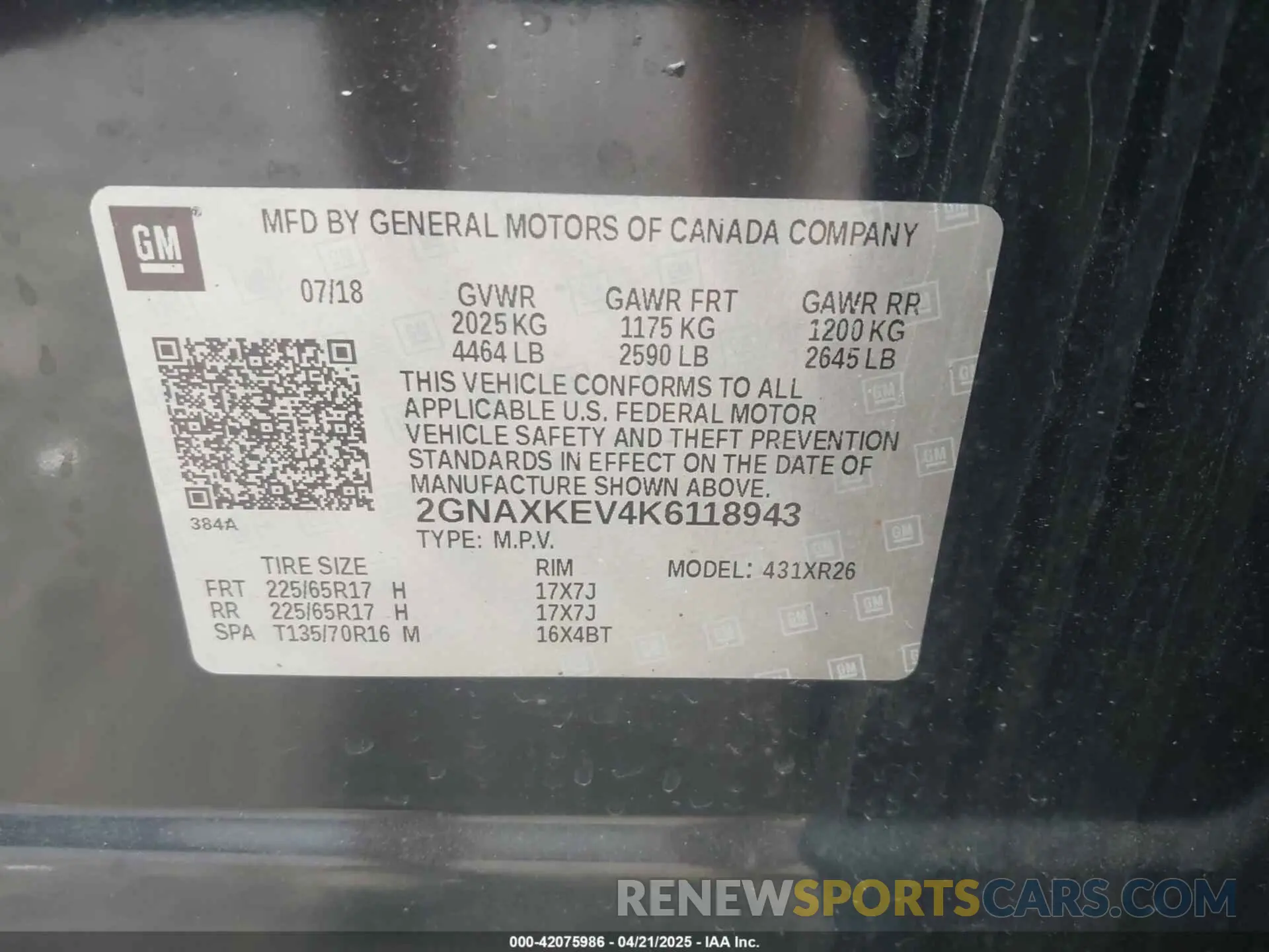 9 Photograph of a damaged car 2GNAXKEV4K6118943 CHEVROLET EQUINOX 2019