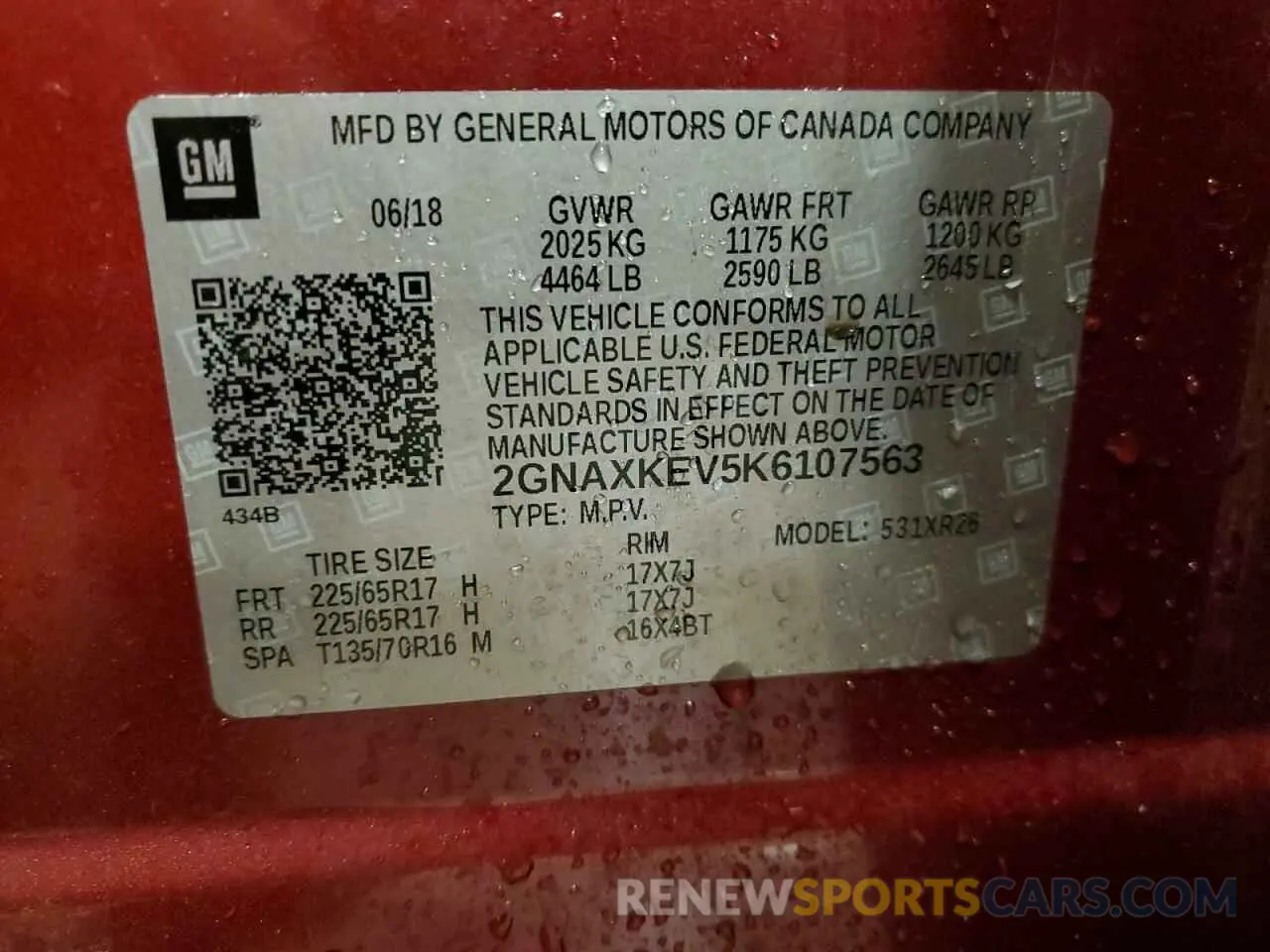 14 Photograph of a damaged car 2GNAXKEV5K6107563 CHEVROLET EQUINOX 2019