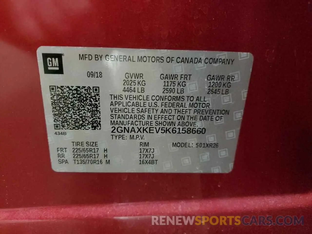 13 Photograph of a damaged car 2GNAXKEV5K6158660 CHEVROLET EQUINOX 2019