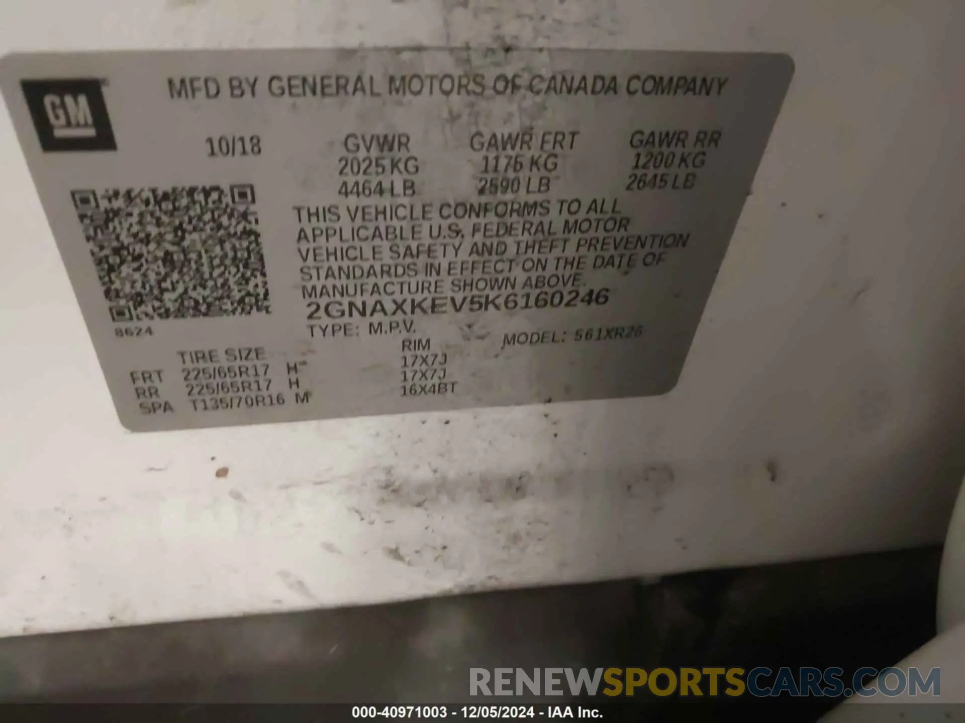 9 Photograph of a damaged car 2GNAXKEV5K6160246 CHEVROLET EQUINOX 2019