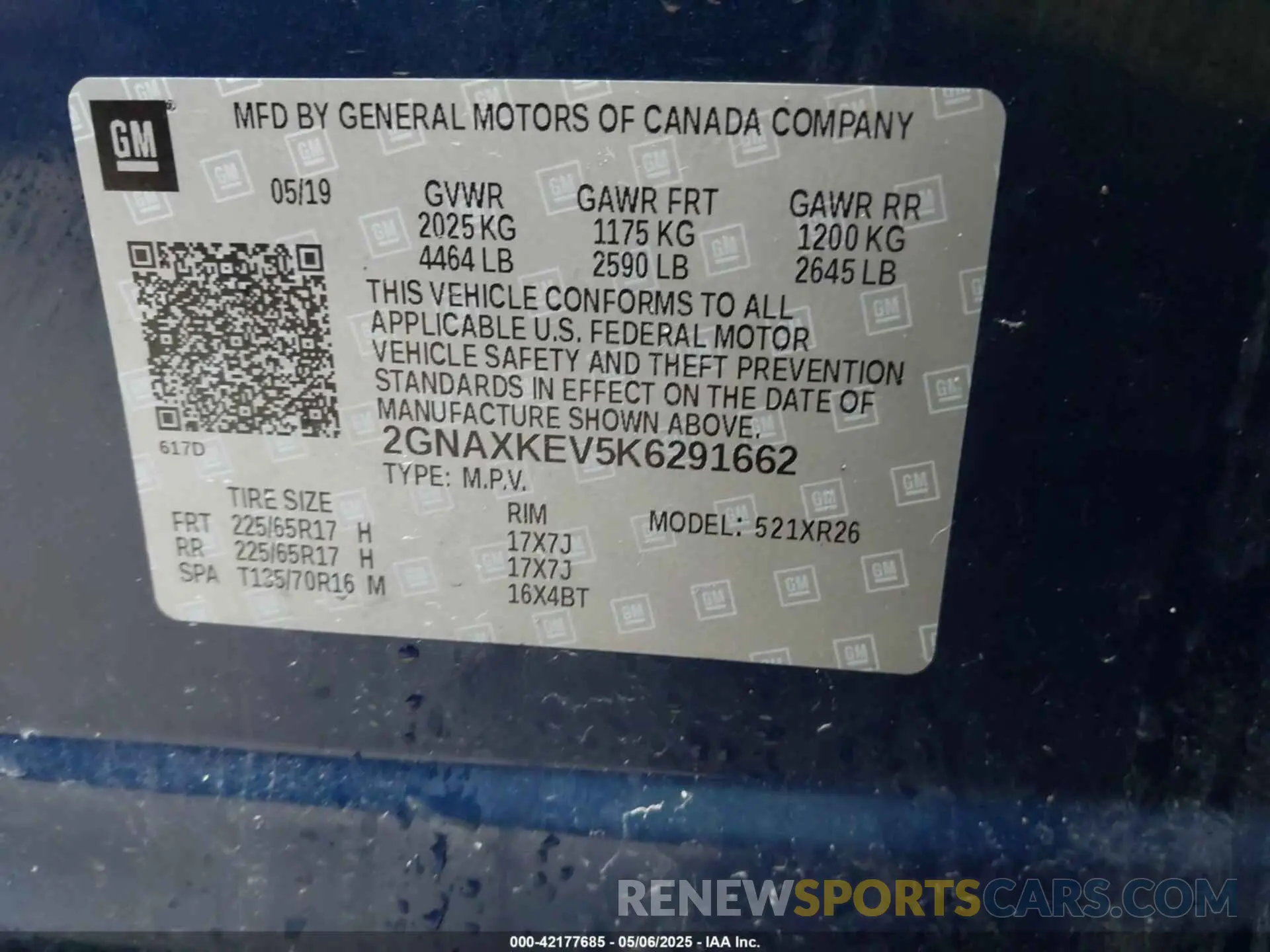 9 Photograph of a damaged car 2GNAXKEV5K6291662 CHEVROLET EQUINOX 2019