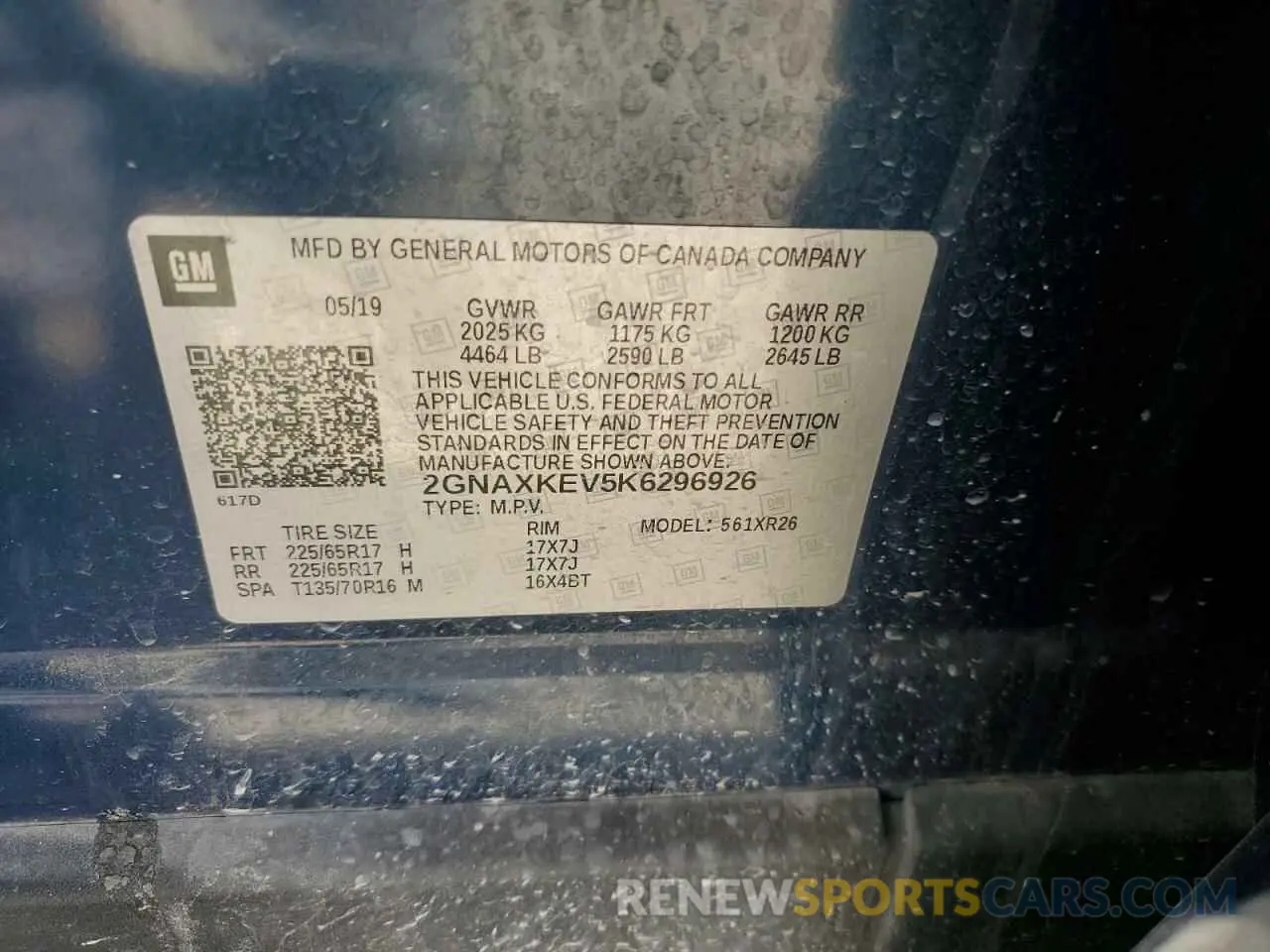12 Photograph of a damaged car 2GNAXKEV5K6296926 CHEVROLET EQUINOX 2019
