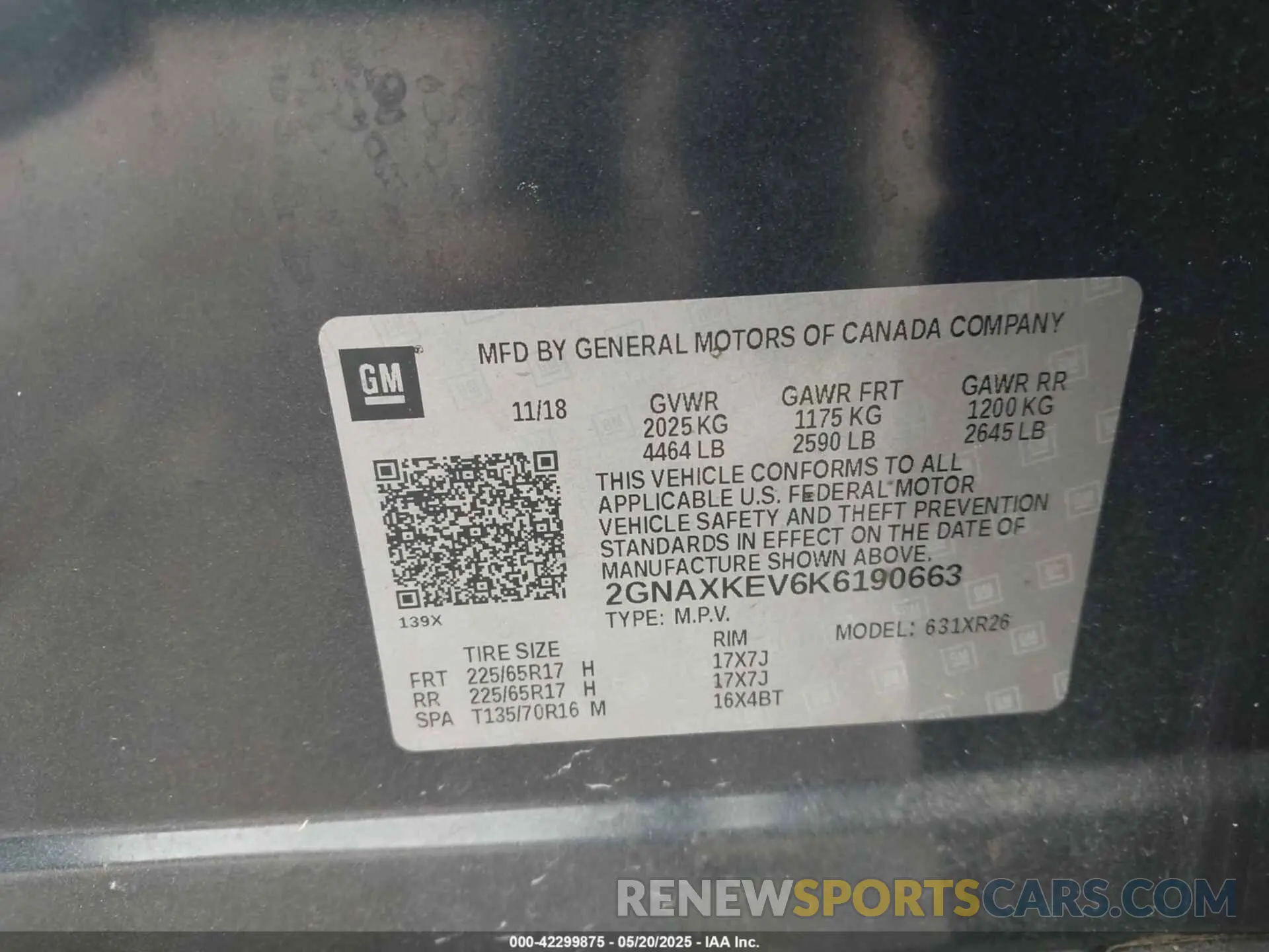 9 Photograph of a damaged car 2GNAXKEV6K6190663 CHEVROLET EQUINOX 2019