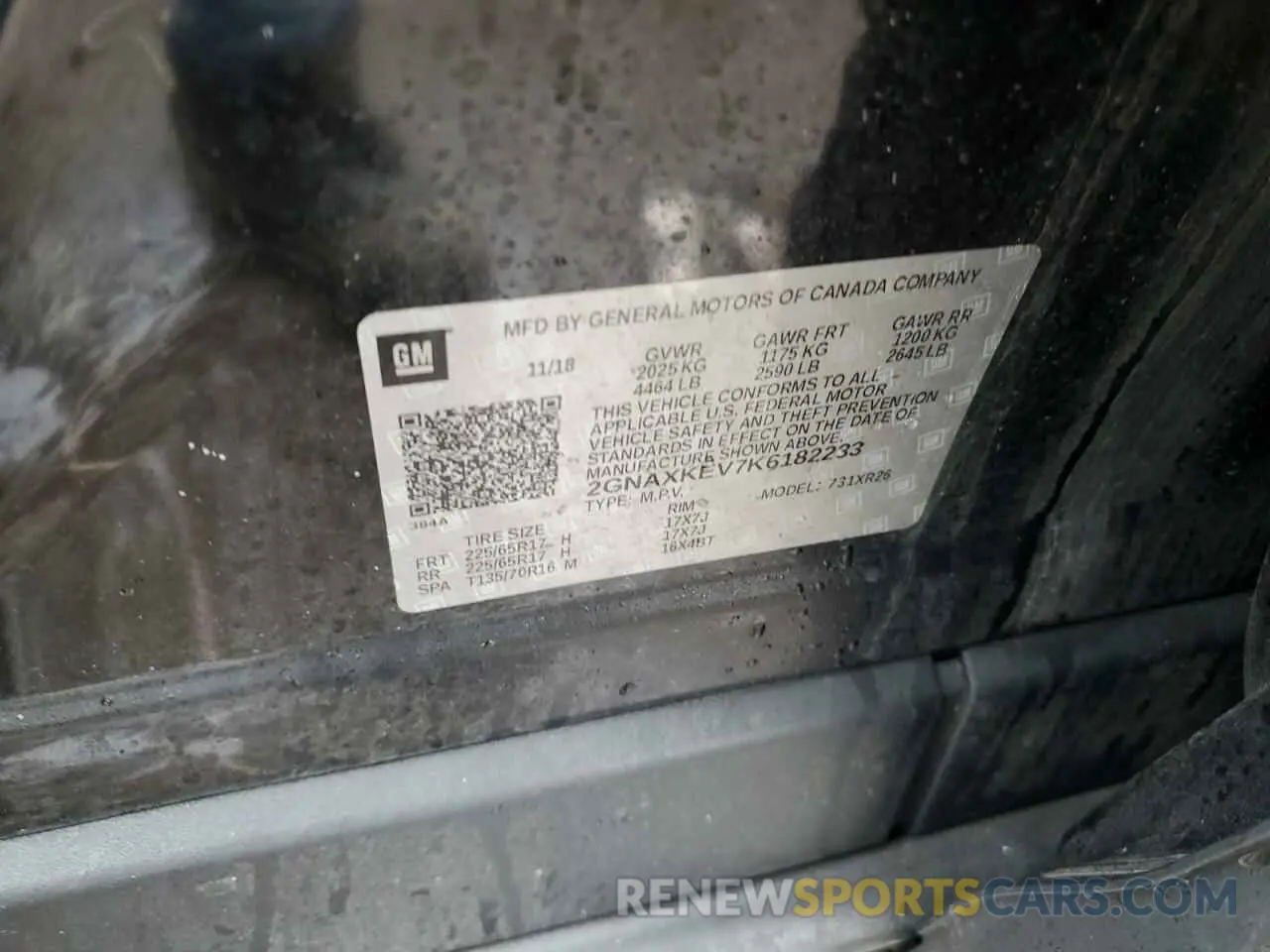 13 Photograph of a damaged car 2GNAXKEV7K6182233 CHEVROLET EQUINOX 2019