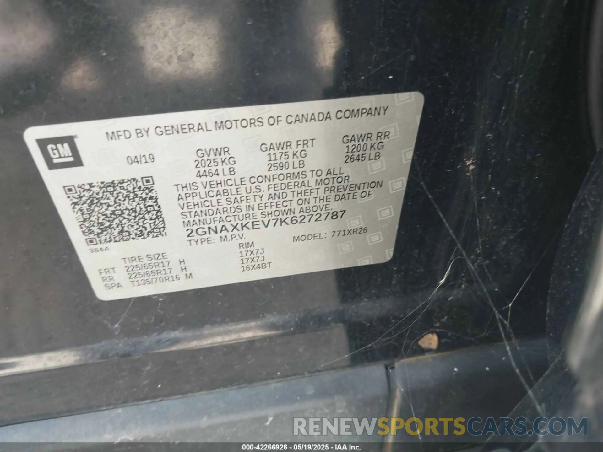 9 Photograph of a damaged car 2GNAXKEV7K6272787 CHEVROLET EQUINOX 2019