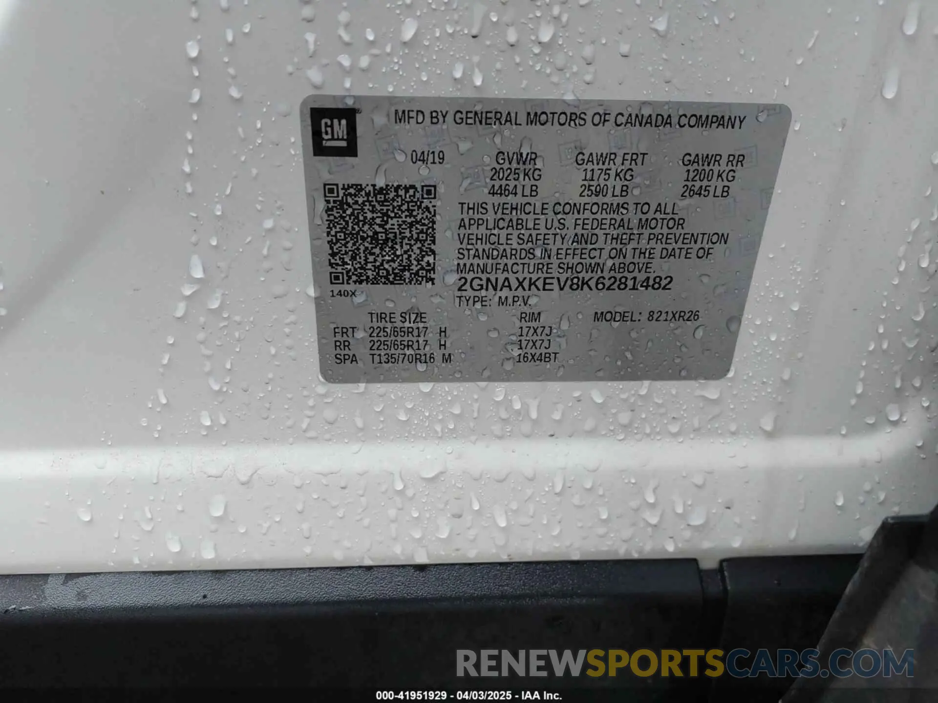 9 Photograph of a damaged car 2GNAXKEV8K6281482 CHEVROLET EQUINOX 2019