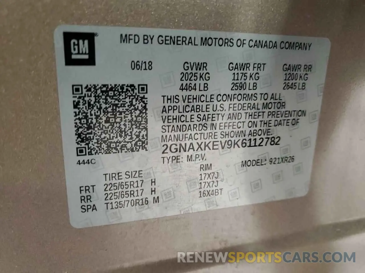 13 Photograph of a damaged car 2GNAXKEV9K6112782 CHEVROLET EQUINOX 2019