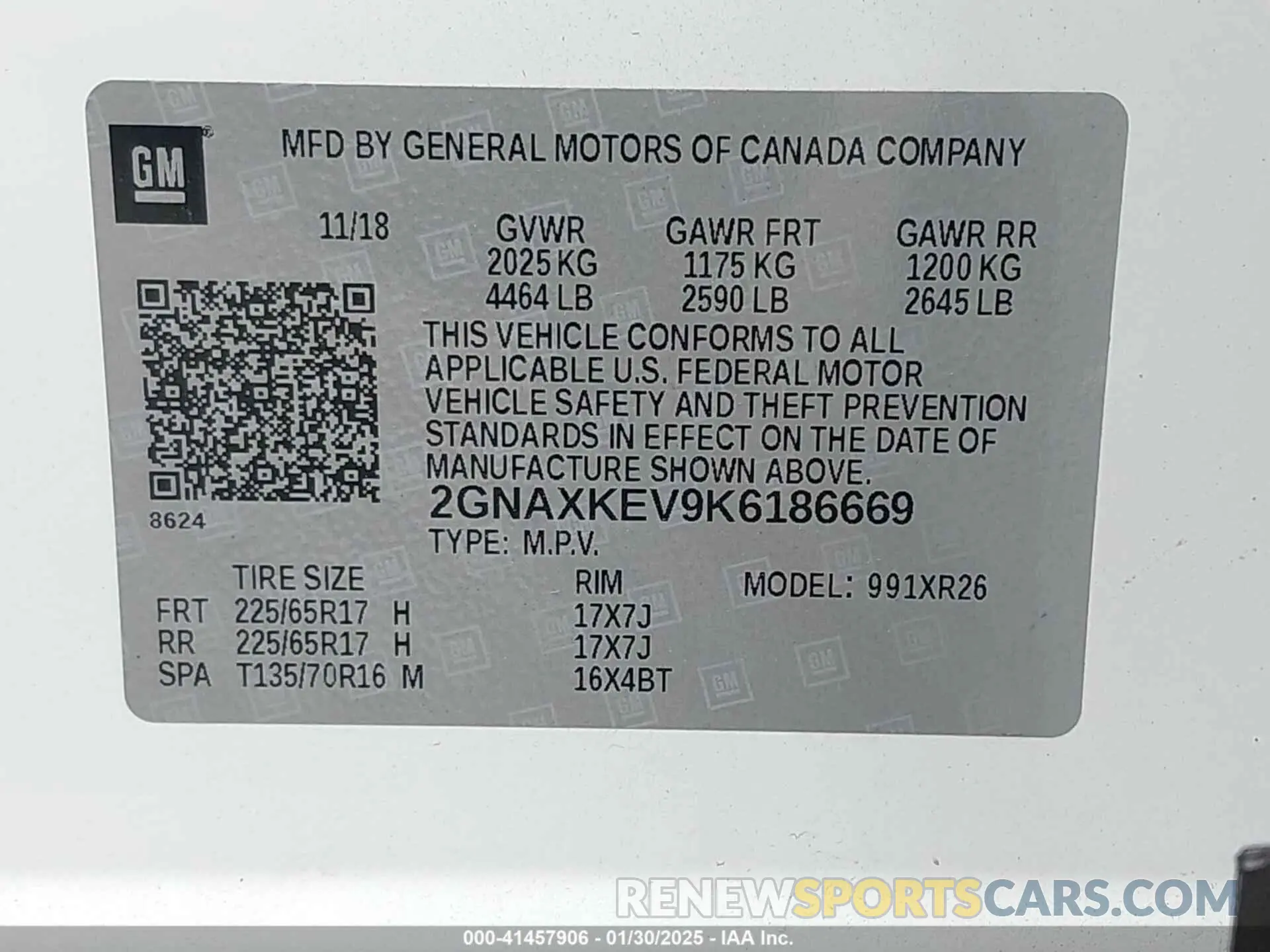 9 Photograph of a damaged car 2GNAXKEV9K6186669 CHEVROLET EQUINOX 2019