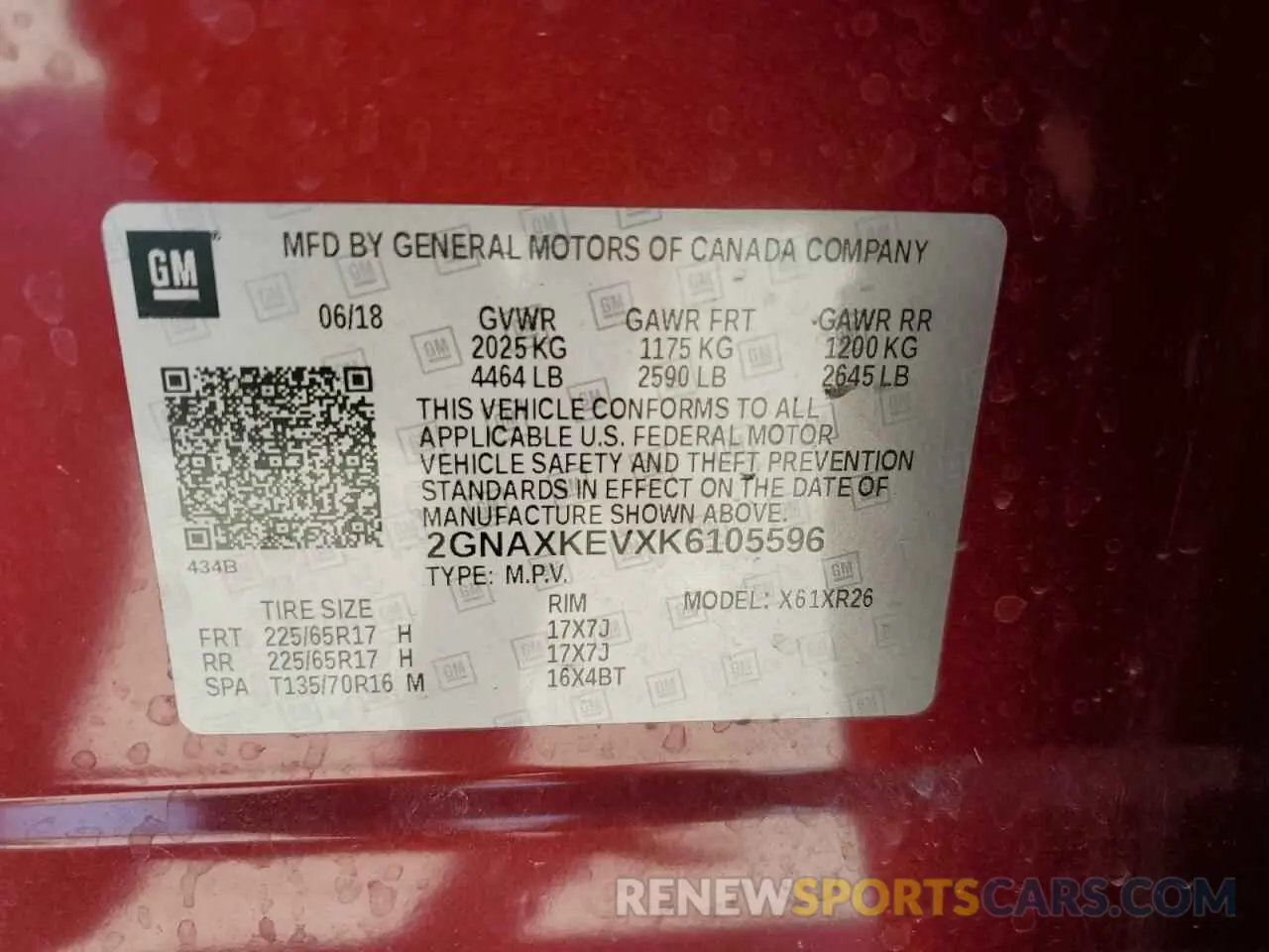 13 Photograph of a damaged car 2GNAXKEVXK6105596 CHEVROLET EQUINOX 2019