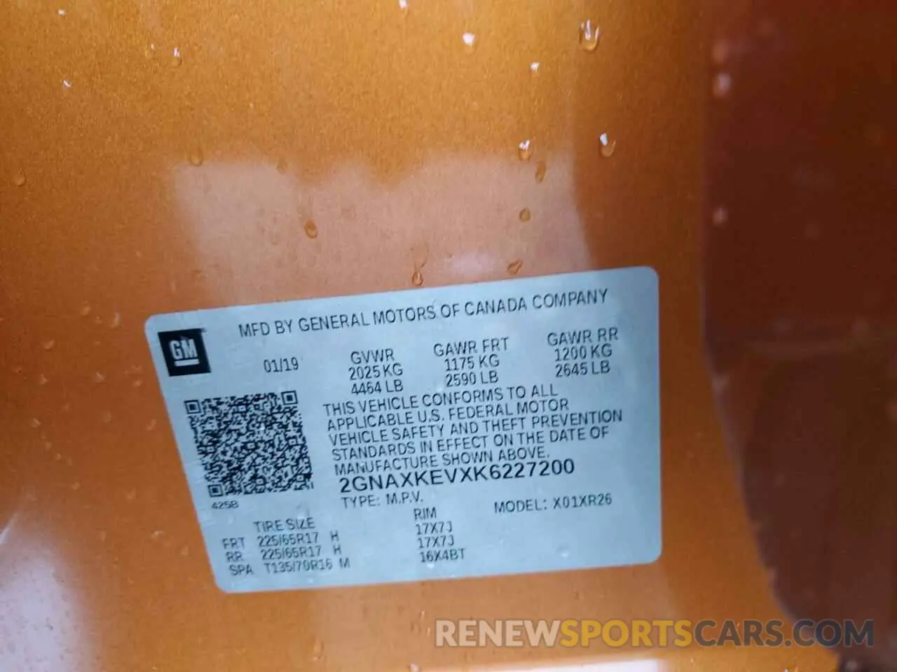 14 Photograph of a damaged car 2GNAXKEVXK6227200 CHEVROLET EQUINOX 2019