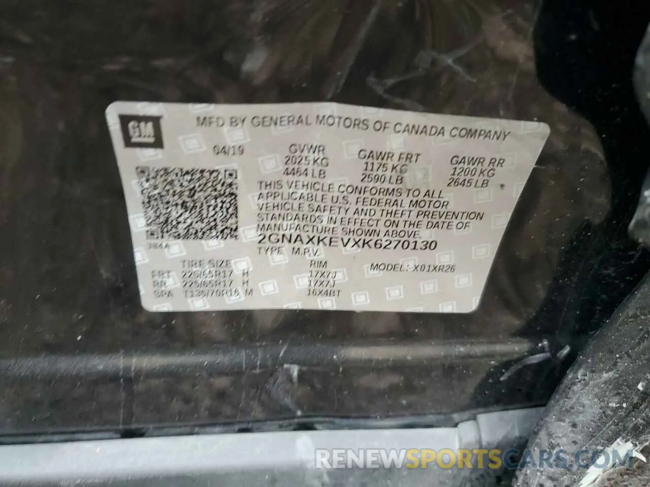 14 Photograph of a damaged car 2GNAXKEVXK6270130 CHEVROLET EQUINOX 2019