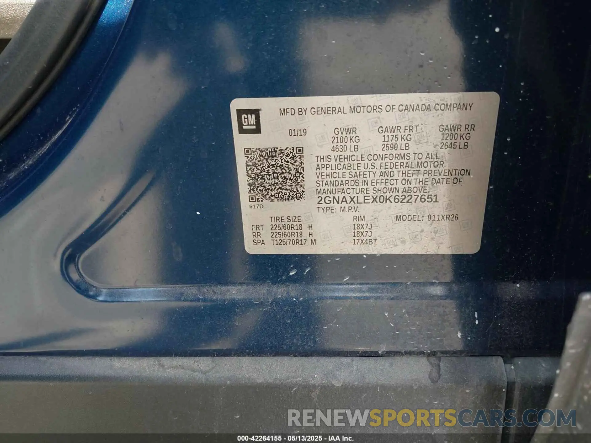 9 Photograph of a damaged car 2GNAXLEX0K6227651 CHEVROLET EQUINOX 2019