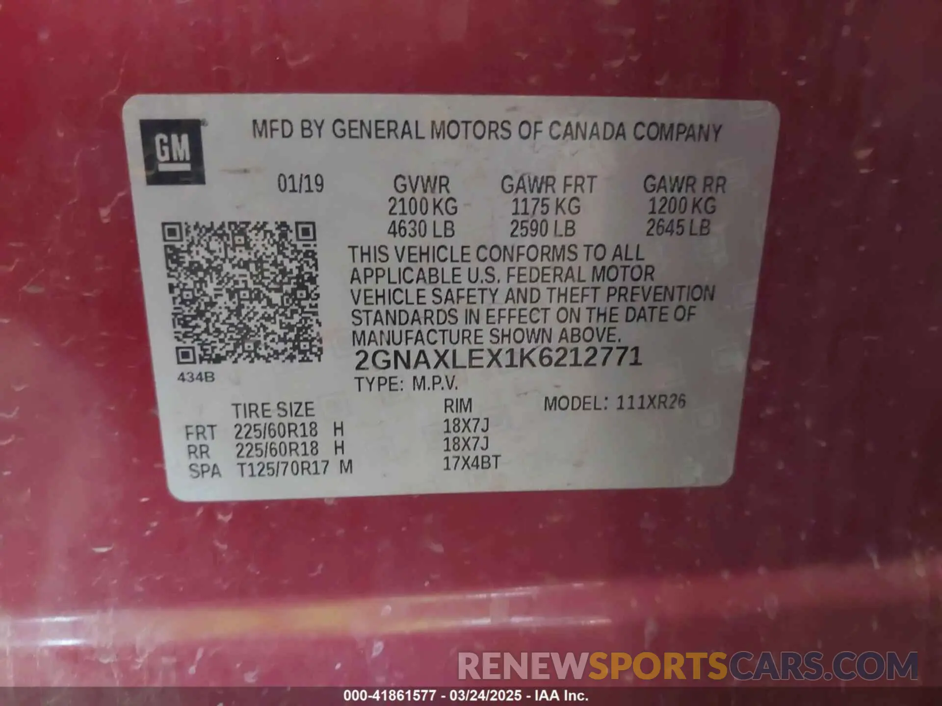 9 Photograph of a damaged car 2GNAXLEX1K6212771 CHEVROLET EQUINOX 2019