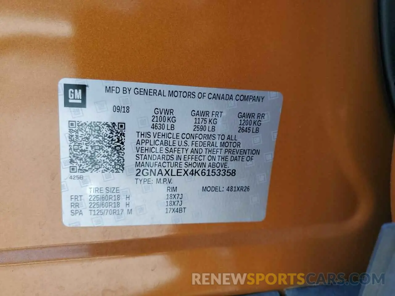 13 Photograph of a damaged car 2GNAXLEX4K6153358 CHEVROLET EQUINOX 2019