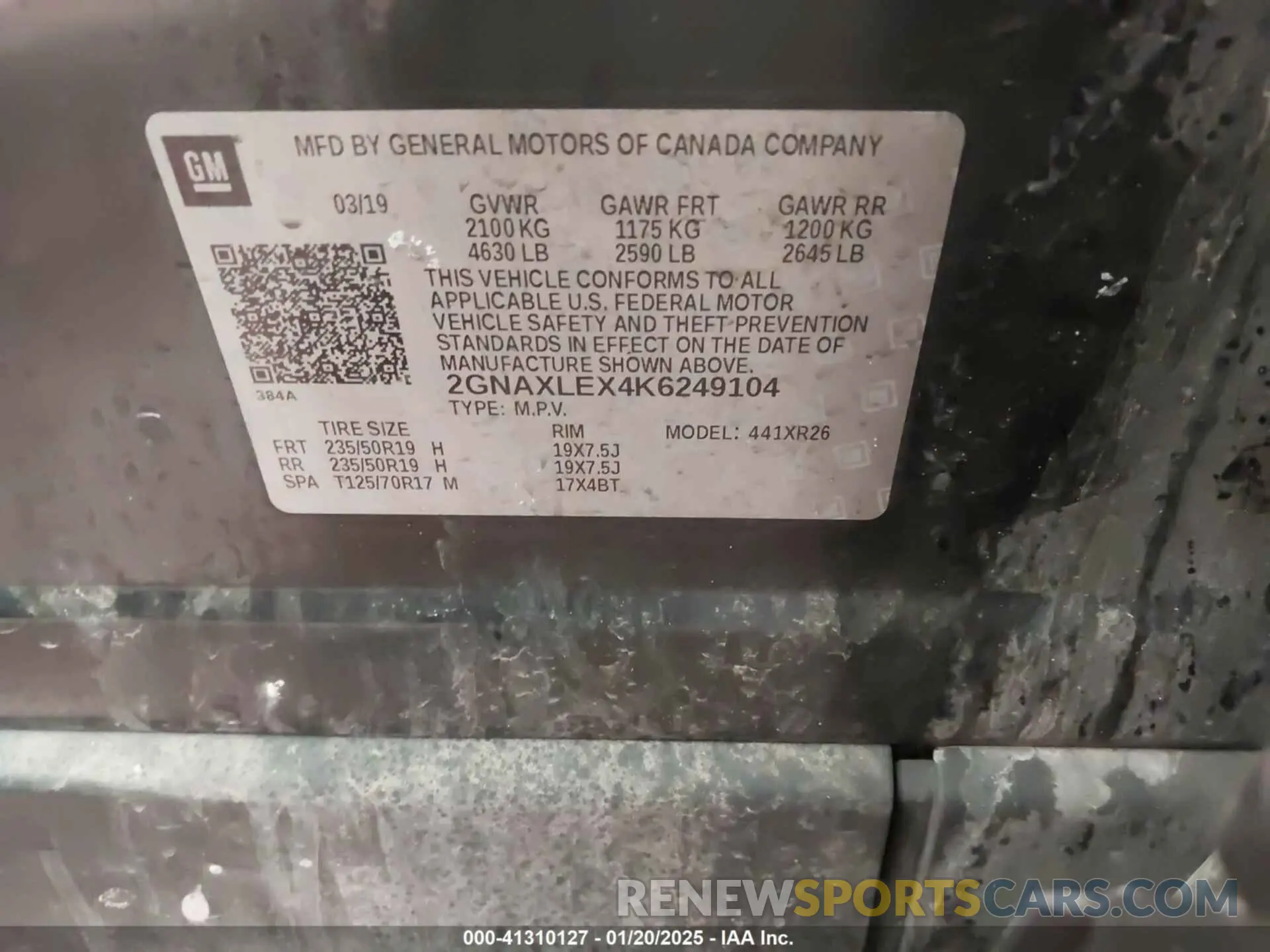 9 Photograph of a damaged car 2GNAXLEX4K6249104 CHEVROLET EQUINOX 2019
