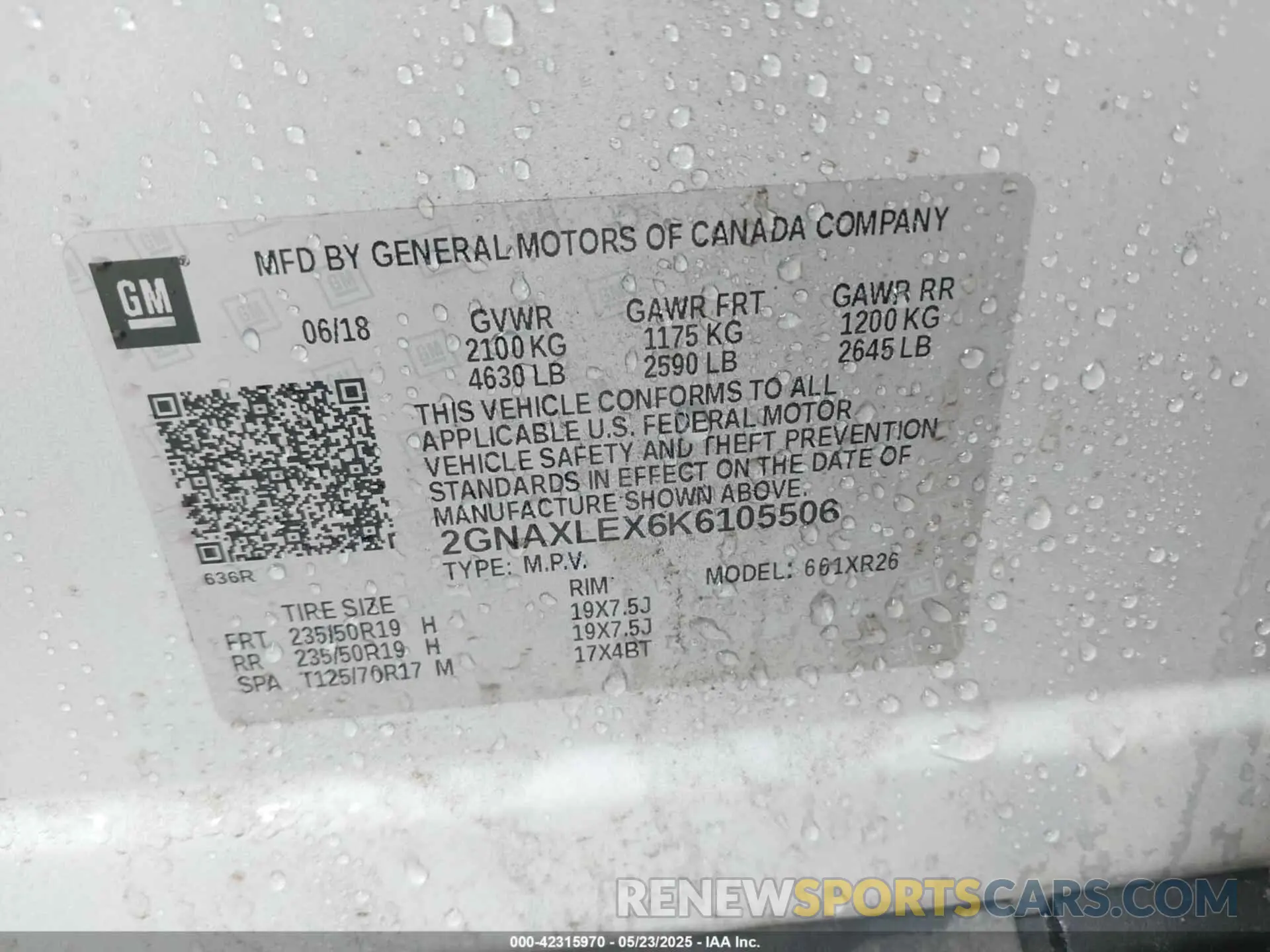 9 Photograph of a damaged car 2GNAXLEX6K6105506 CHEVROLET EQUINOX 2019
