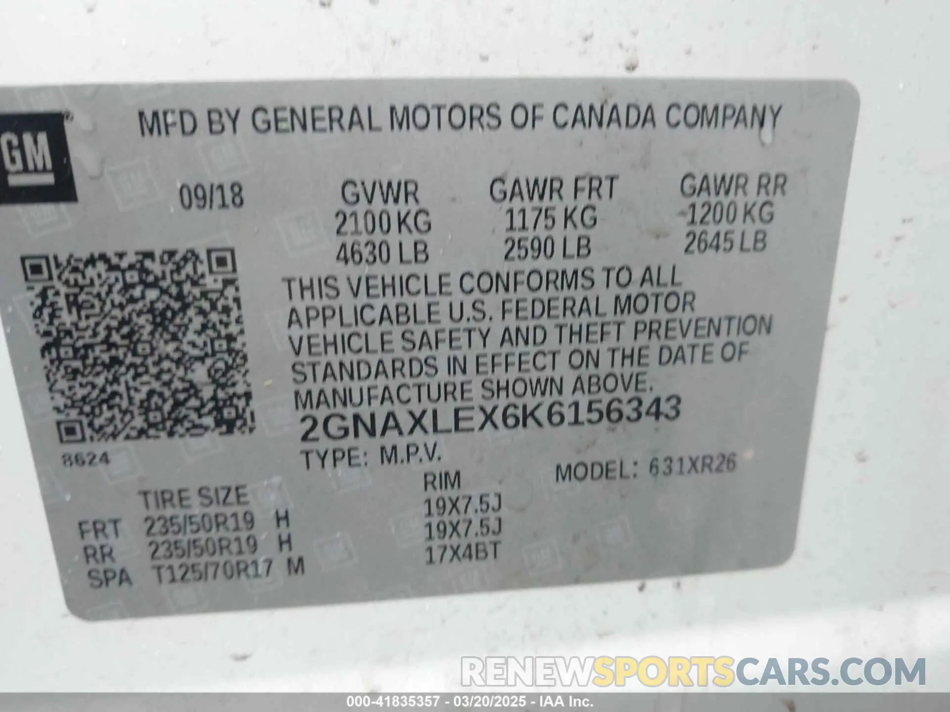 9 Photograph of a damaged car 2GNAXLEX6K6156343 CHEVROLET EQUINOX 2019