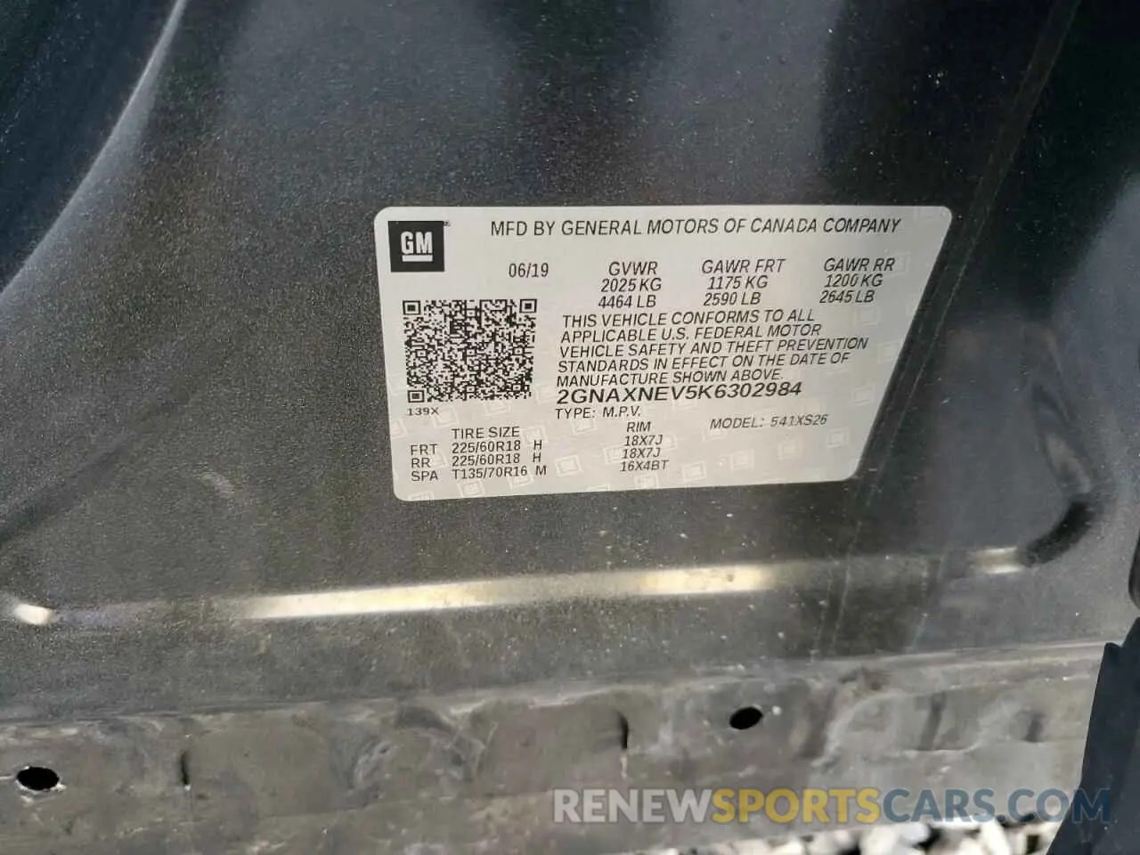 14 Photograph of a damaged car 2GNAXNEV5K6302984 CHEVROLET EQUINOX 2019