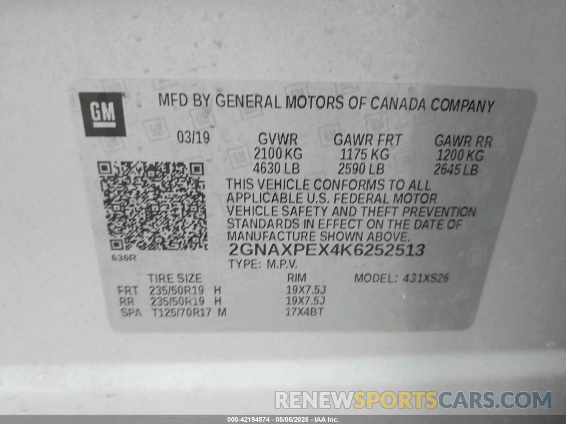 9 Photograph of a damaged car 2GNAXPEX4K6252513 CHEVROLET EQUINOX 2019