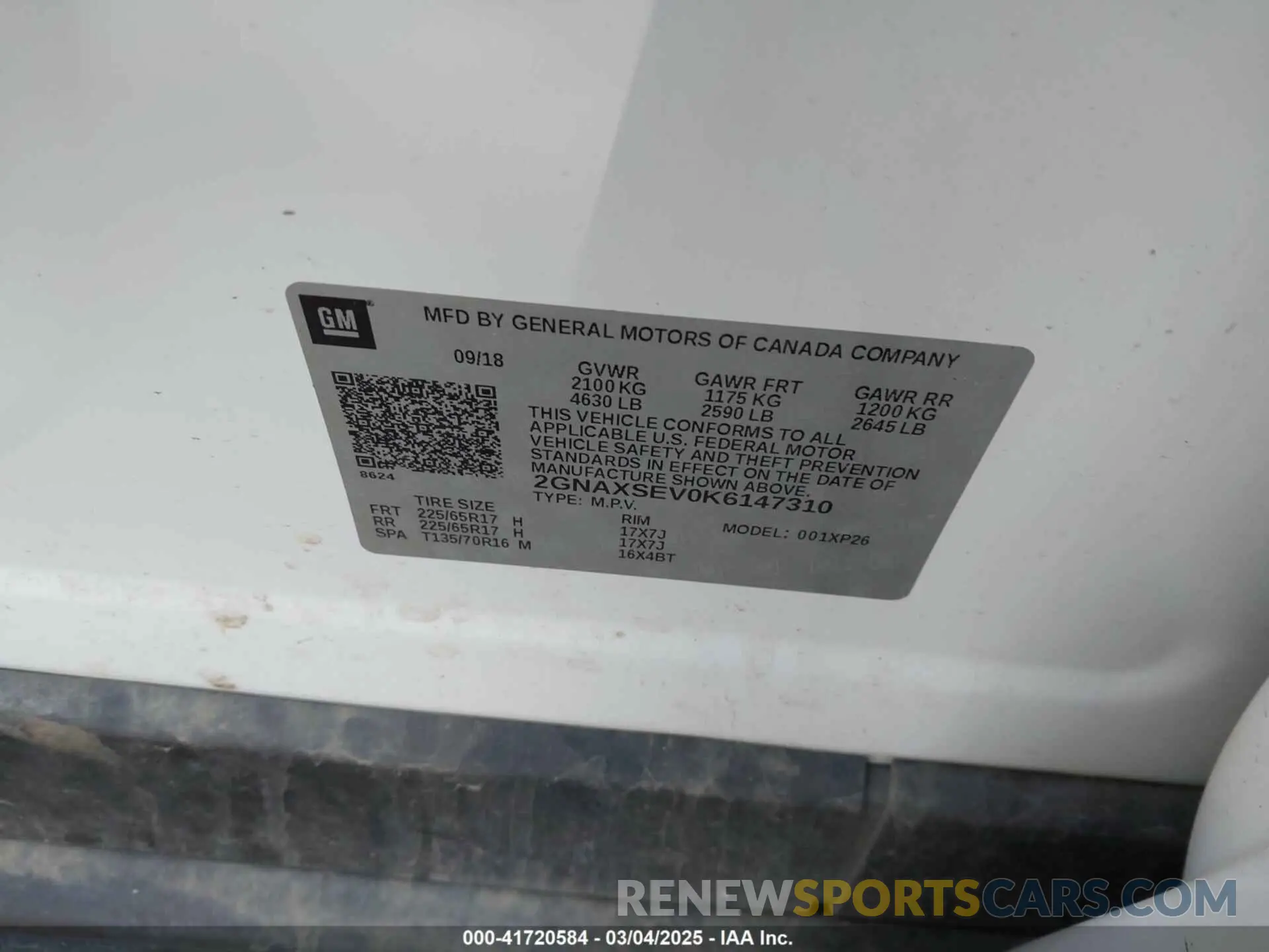 9 Photograph of a damaged car 2GNAXSEV0K6147310 CHEVROLET EQUINOX 2019
