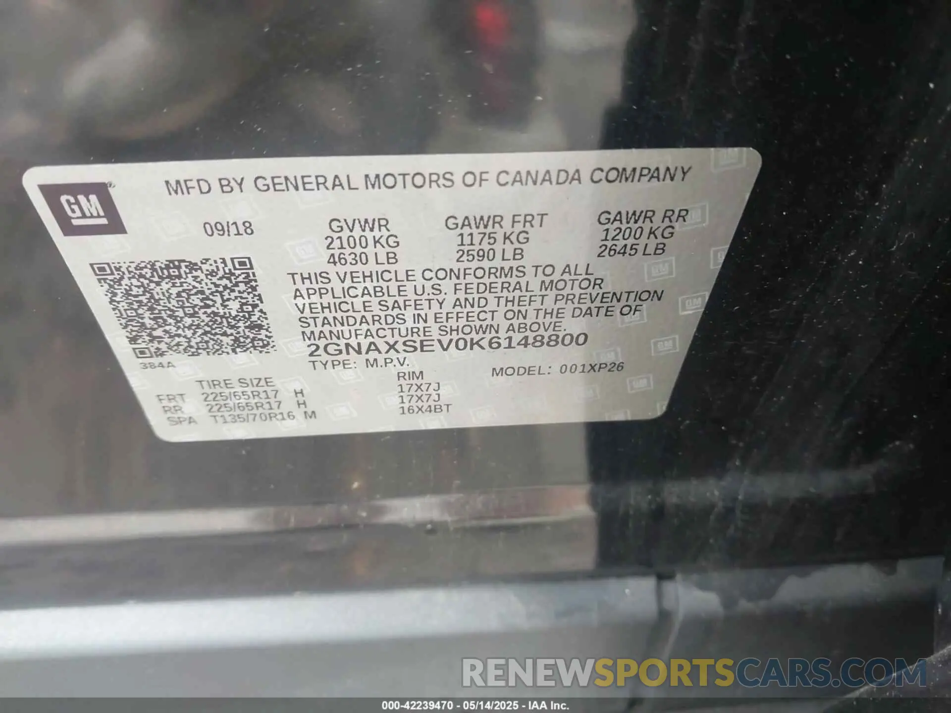 9 Photograph of a damaged car 2GNAXSEV0K6148800 CHEVROLET EQUINOX 2019