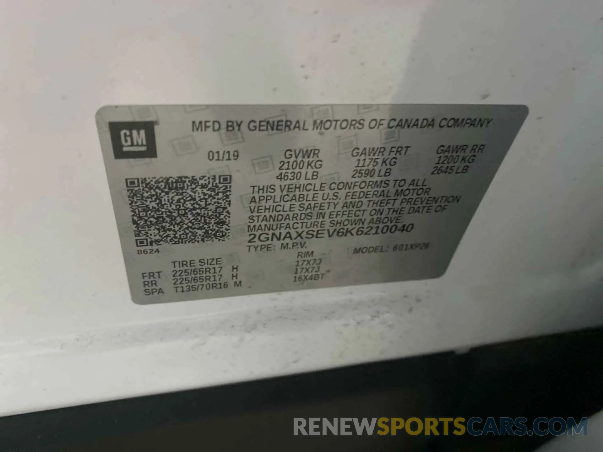 3 Photograph of a damaged car 2GNAXSEV6K6210040 CHEVROLET EQUINOX 2019