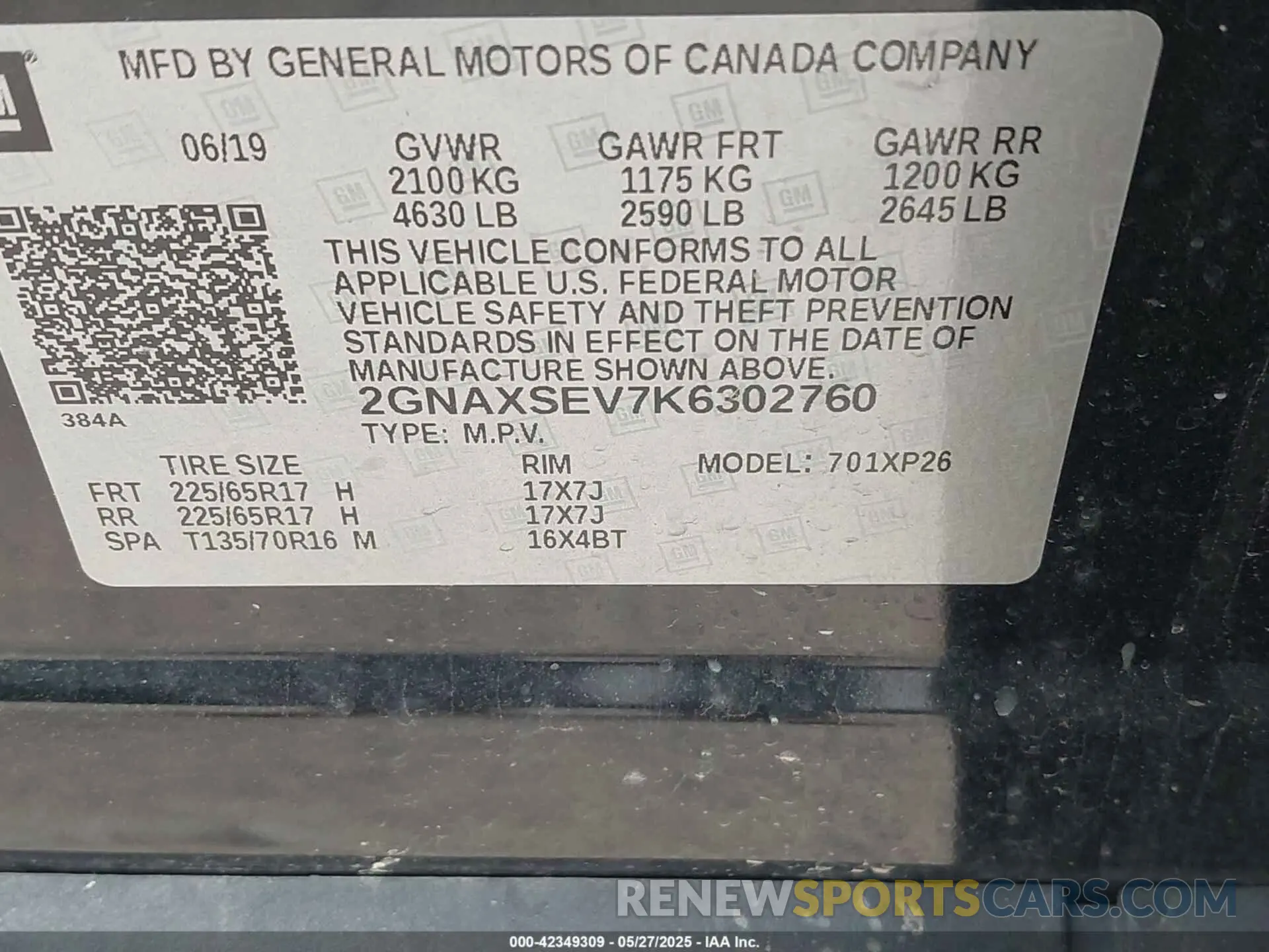9 Photograph of a damaged car 2GNAXSEV7K6302760 CHEVROLET EQUINOX 2019