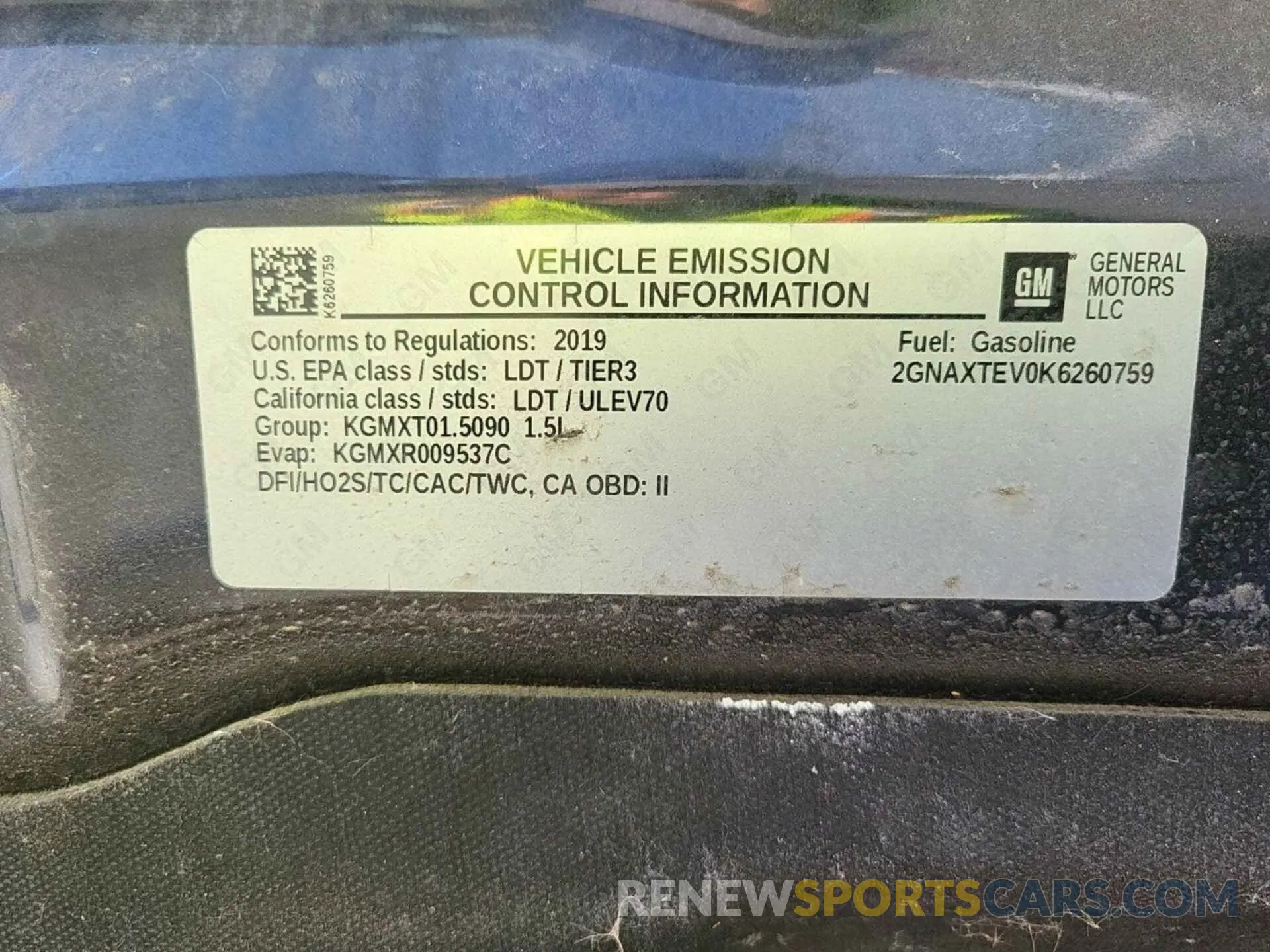 6 Photograph of a damaged car 2GNAXTEV0K6260759 CHEVROLET EQUINOX 2019