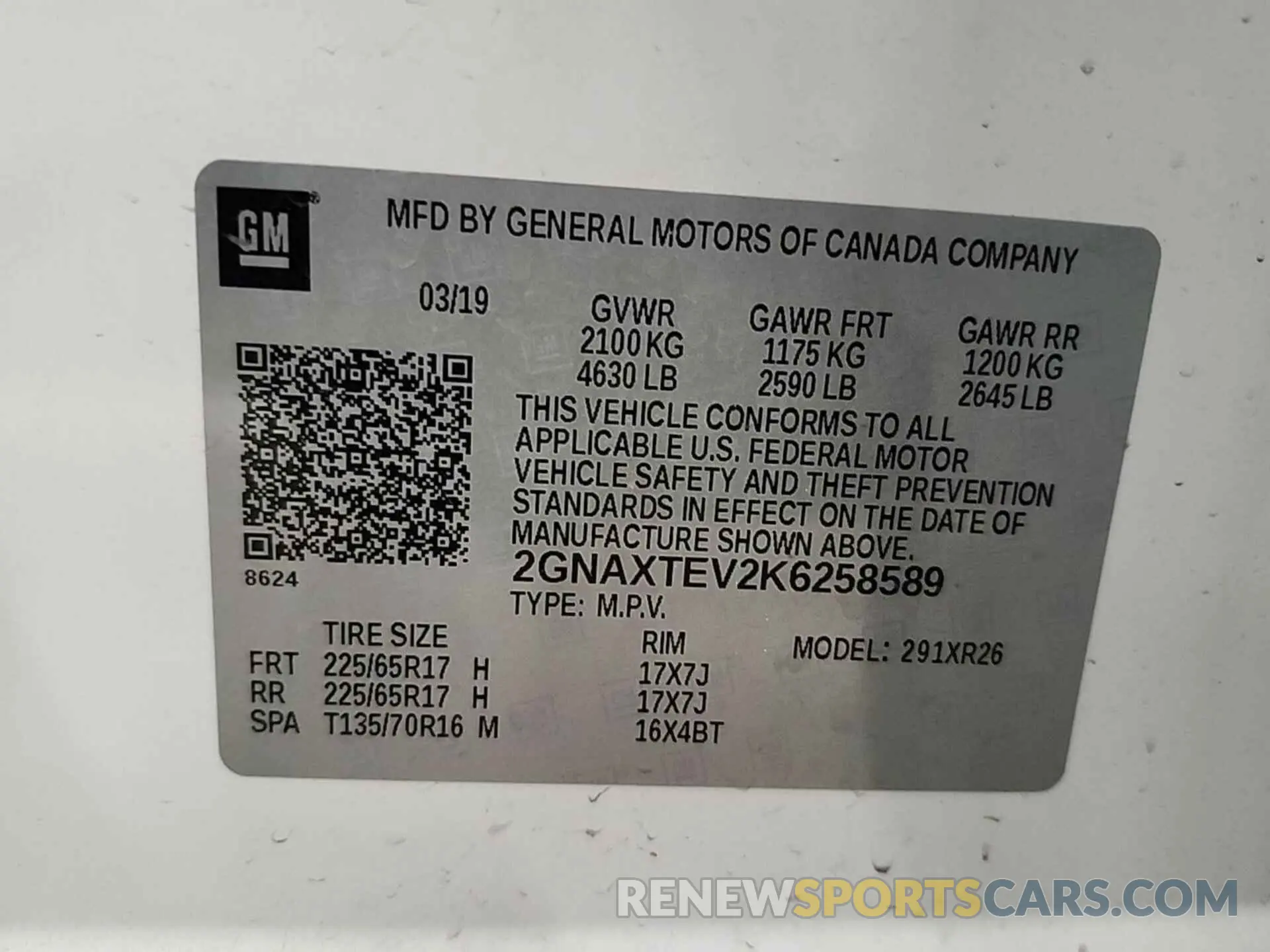 21 Photograph of a damaged car 2GNAXTEV2K6258589 CHEVROLET EQUINOX 2019