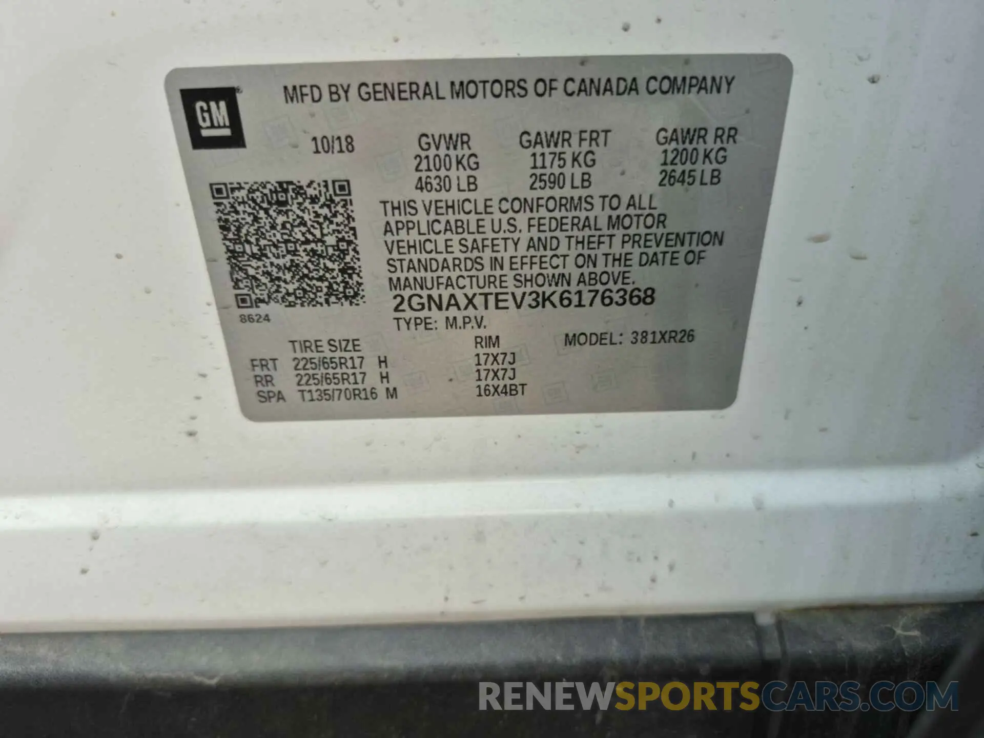 3 Photograph of a damaged car 2GNAXTEV3K6176368 CHEVROLET EQUINOX 2019