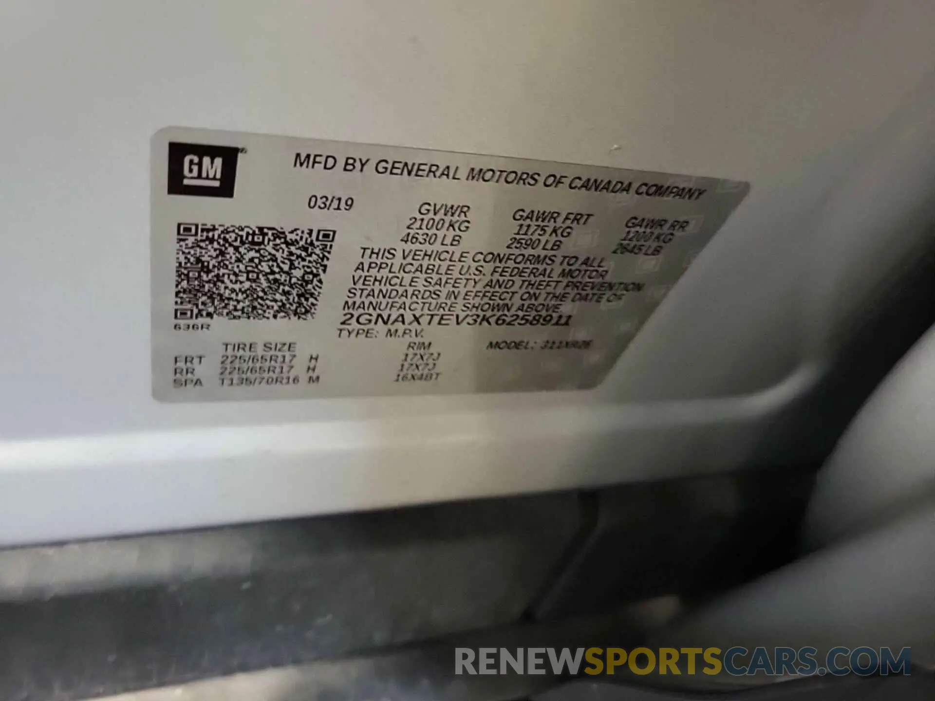 10 Photograph of a damaged car 2GNAXTEV3K6258911 CHEVROLET EQUINOX 2019