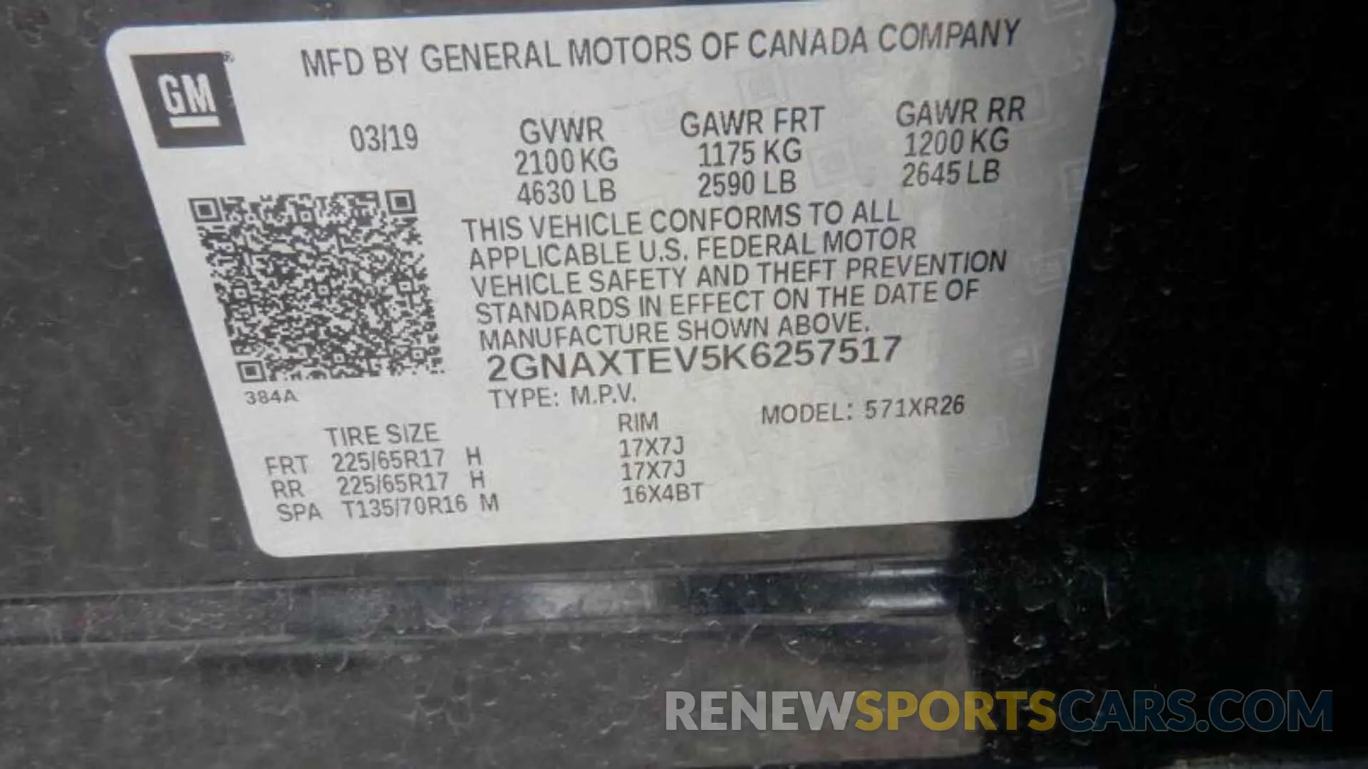 12 Photograph of a damaged car 2GNAXTEV5K6257517 CHEVROLET EQUINOX 2019