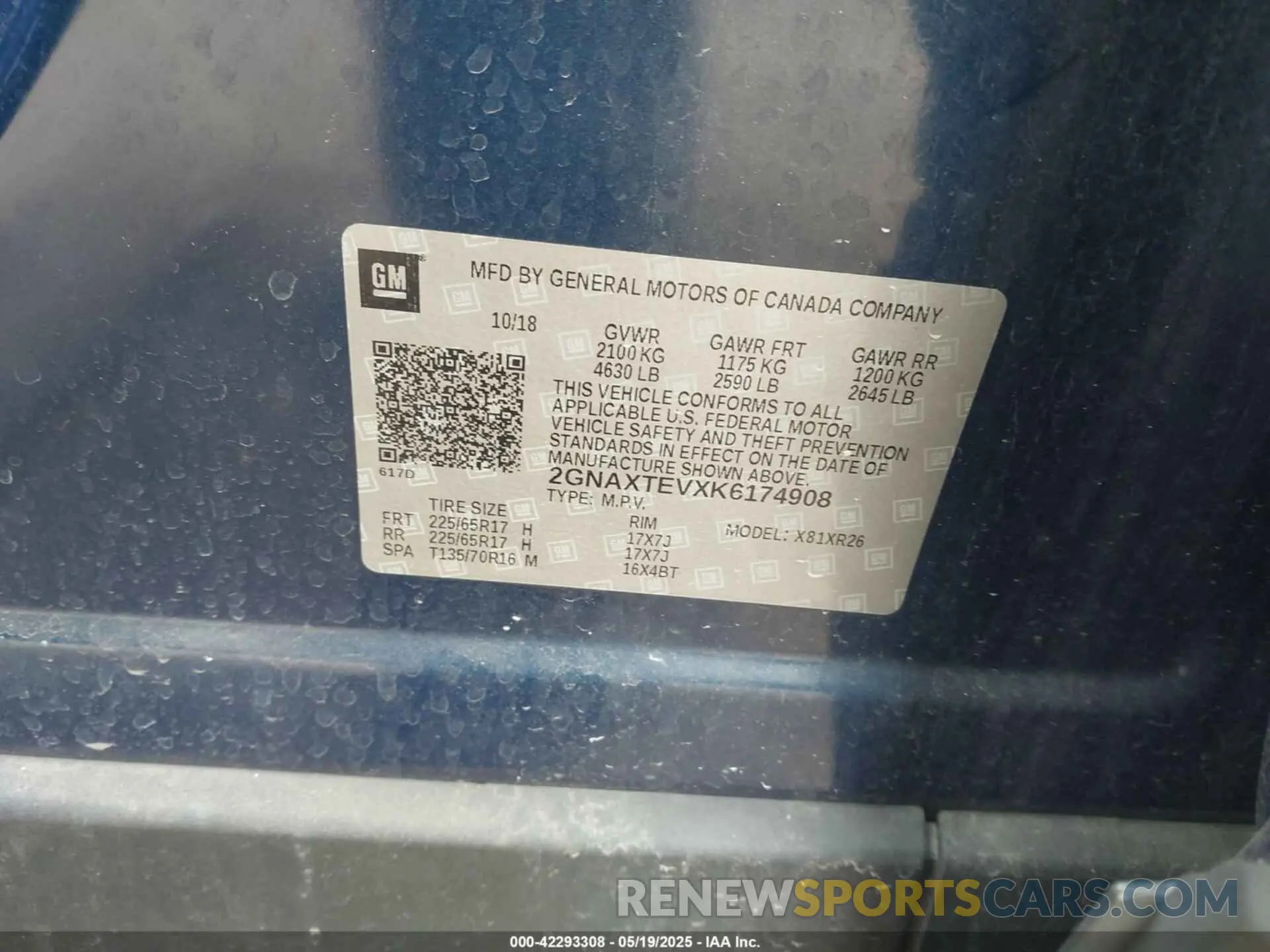 9 Photograph of a damaged car 2GNAXTEVXK6174908 CHEVROLET EQUINOX 2019