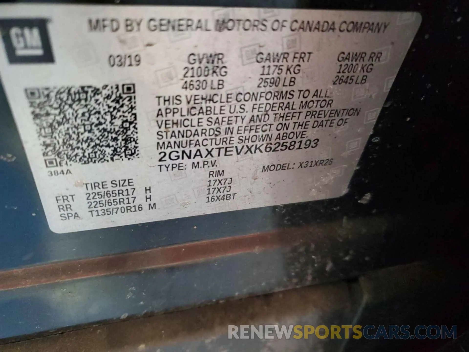 6 Photograph of a damaged car 2GNAXTEVXK6258193 CHEVROLET EQUINOX 2019