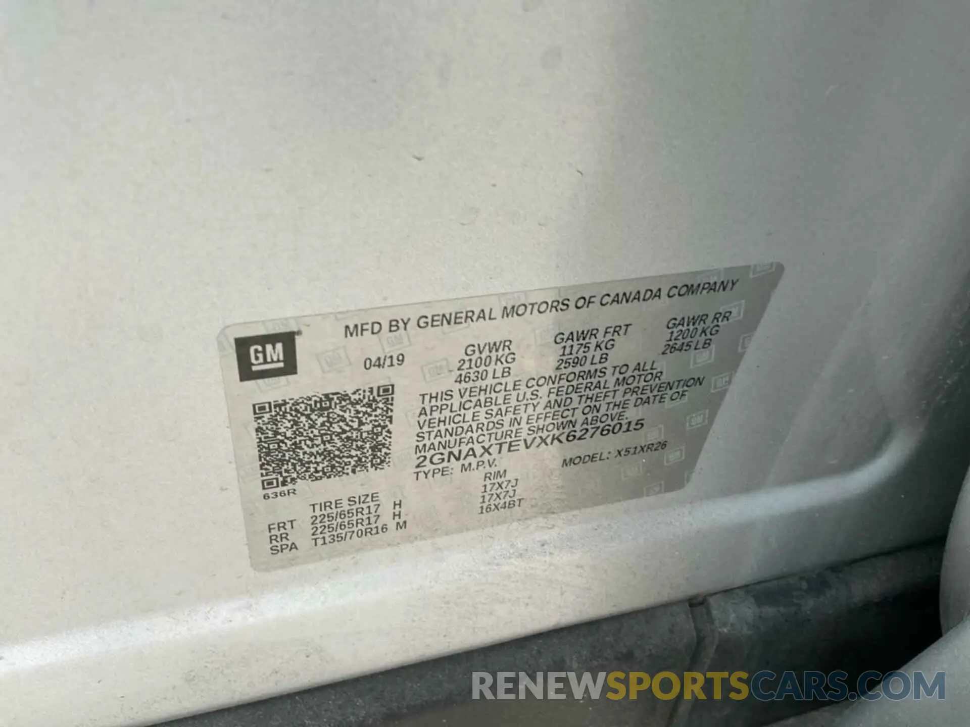 9 Photograph of a damaged car 2GNAXTEVXK6276015 CHEVROLET EQUINOX 2019