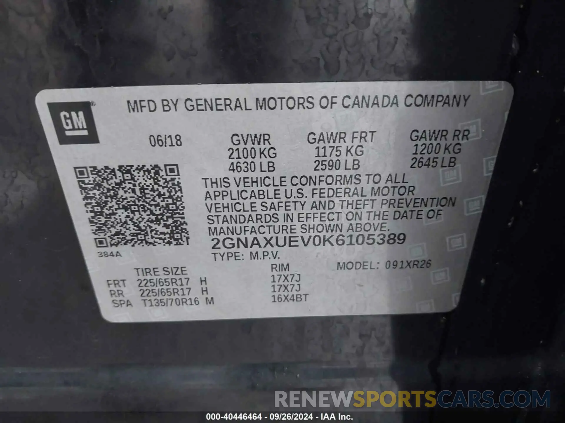 9 Photograph of a damaged car 2GNAXUEV0K6105389 CHEVROLET EQUINOX 2019