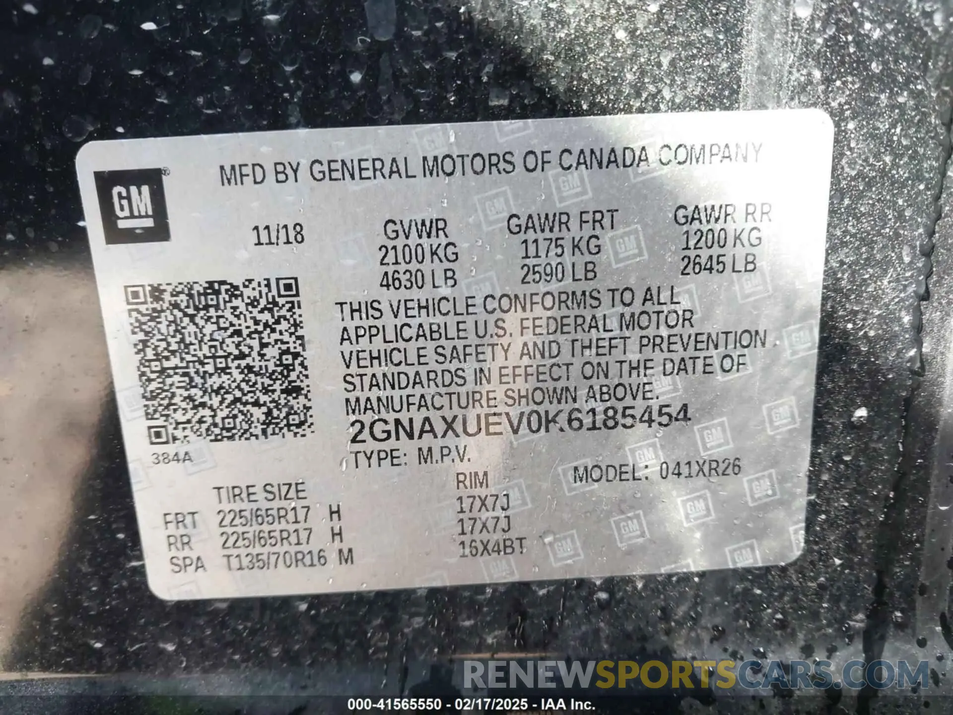 9 Photograph of a damaged car 2GNAXUEV0K6185454 CHEVROLET EQUINOX 2019