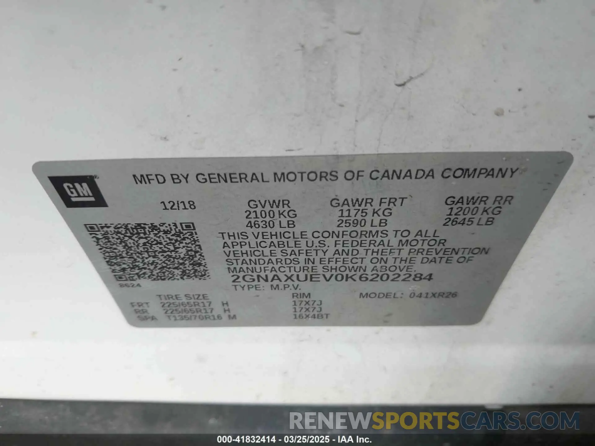 9 Photograph of a damaged car 2GNAXUEV0K6202284 CHEVROLET EQUINOX 2019