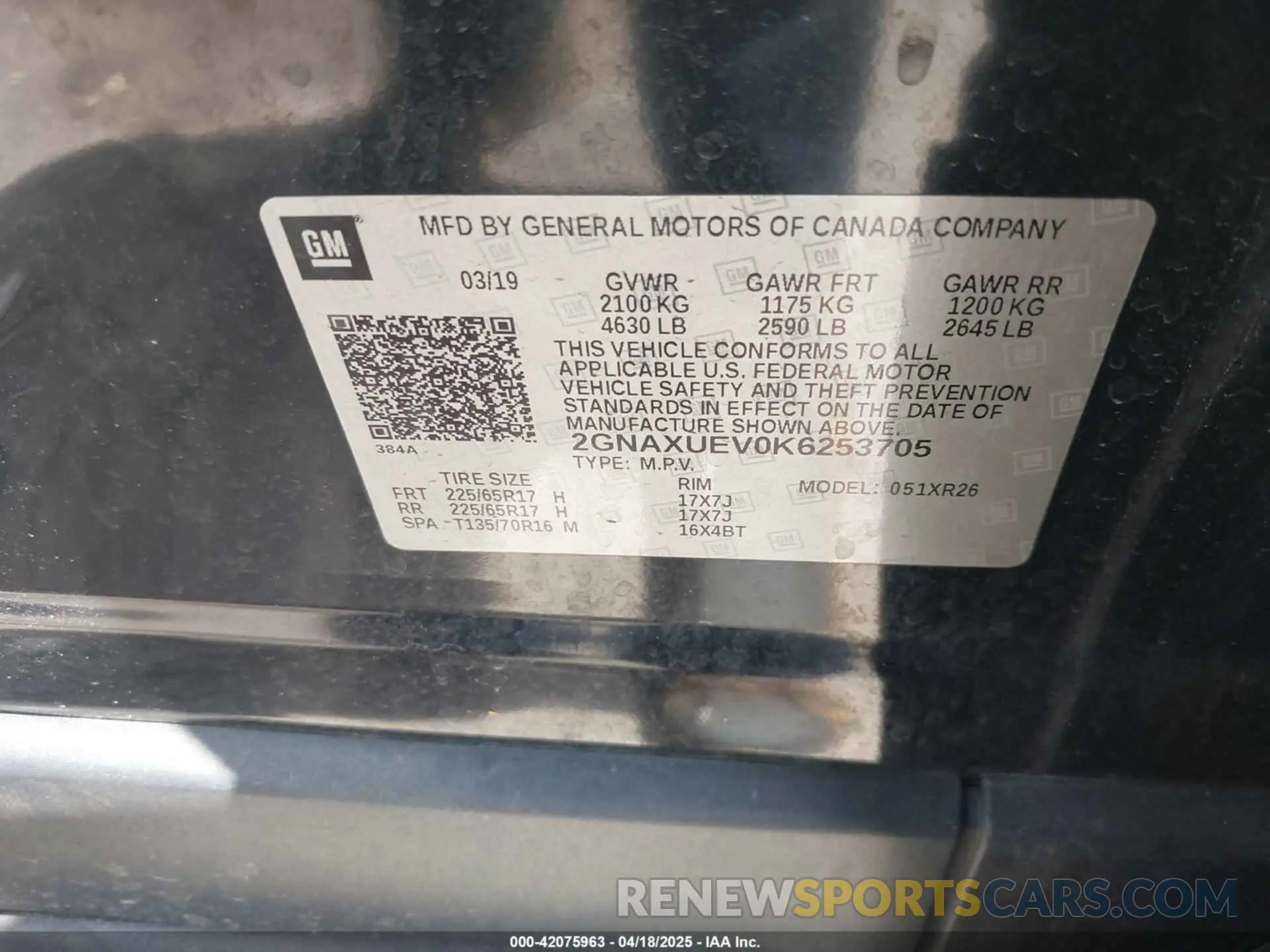 9 Photograph of a damaged car 2GNAXUEV0K6253705 CHEVROLET EQUINOX 2019