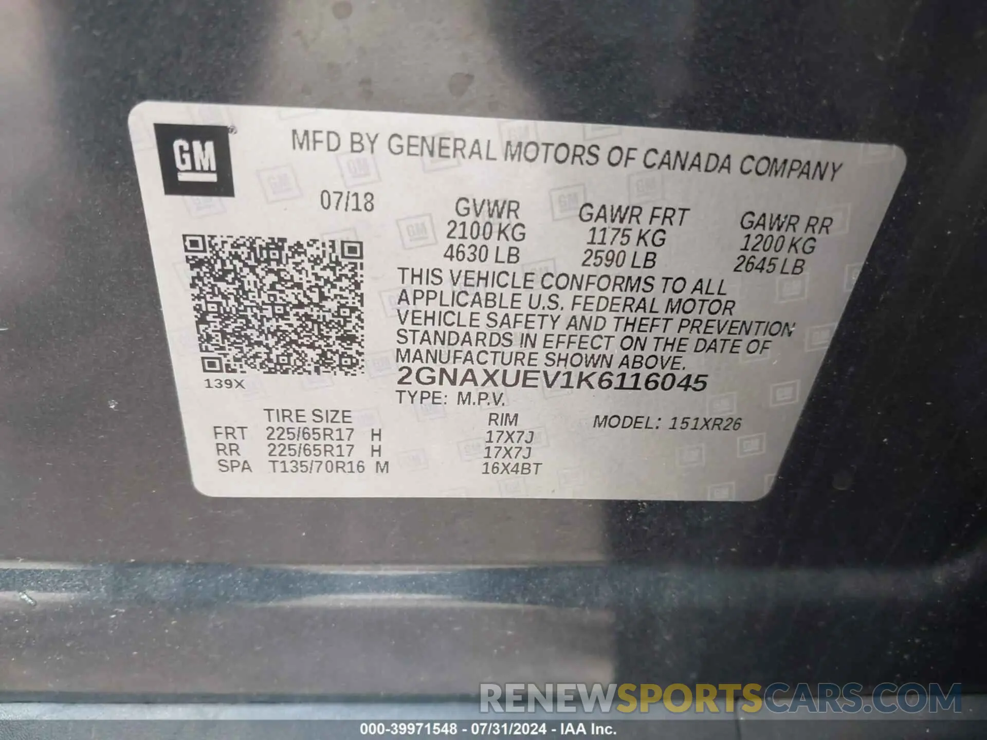 9 Photograph of a damaged car 2GNAXUEV1K6116045 CHEVROLET EQUINOX 2019