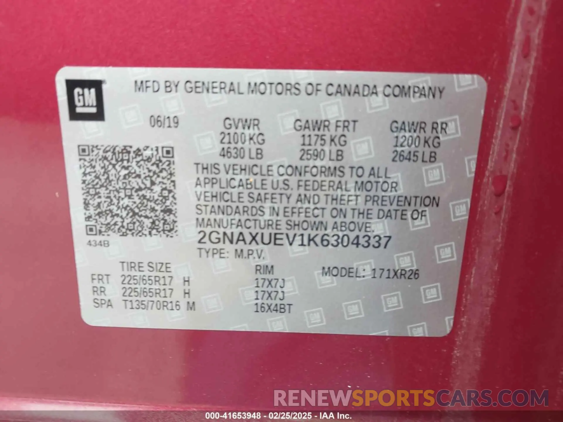 9 Photograph of a damaged car 2GNAXUEV1K6304337 CHEVROLET EQUINOX 2019