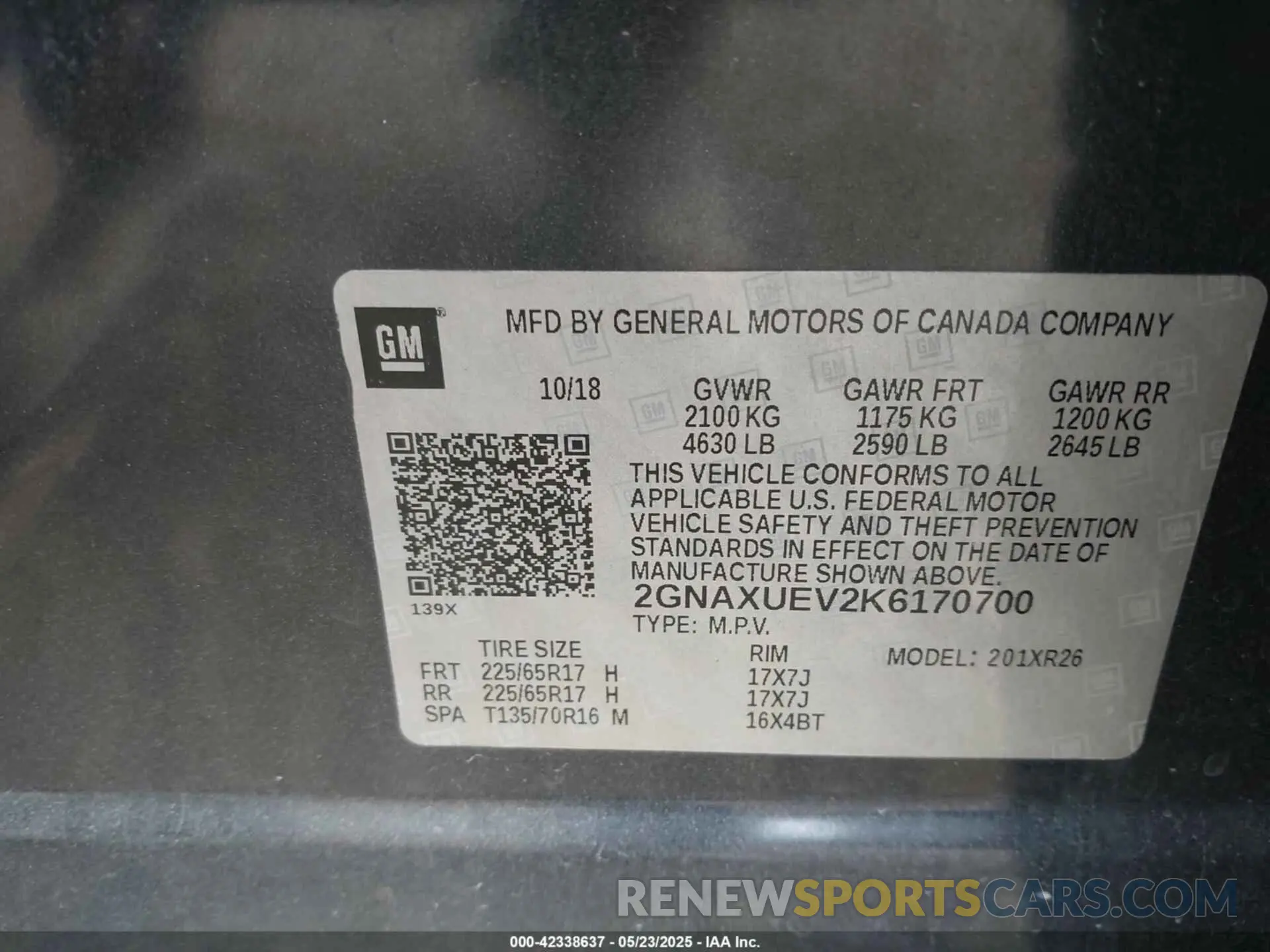 9 Photograph of a damaged car 2GNAXUEV2K6170700 CHEVROLET EQUINOX 2019