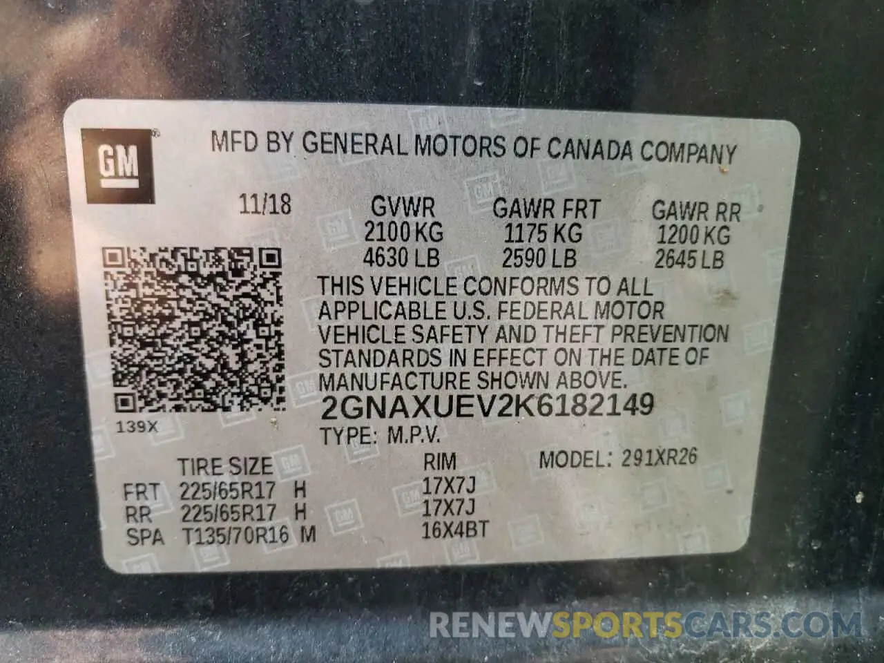 13 Photograph of a damaged car 2GNAXUEV2K6182149 CHEVROLET EQUINOX 2019