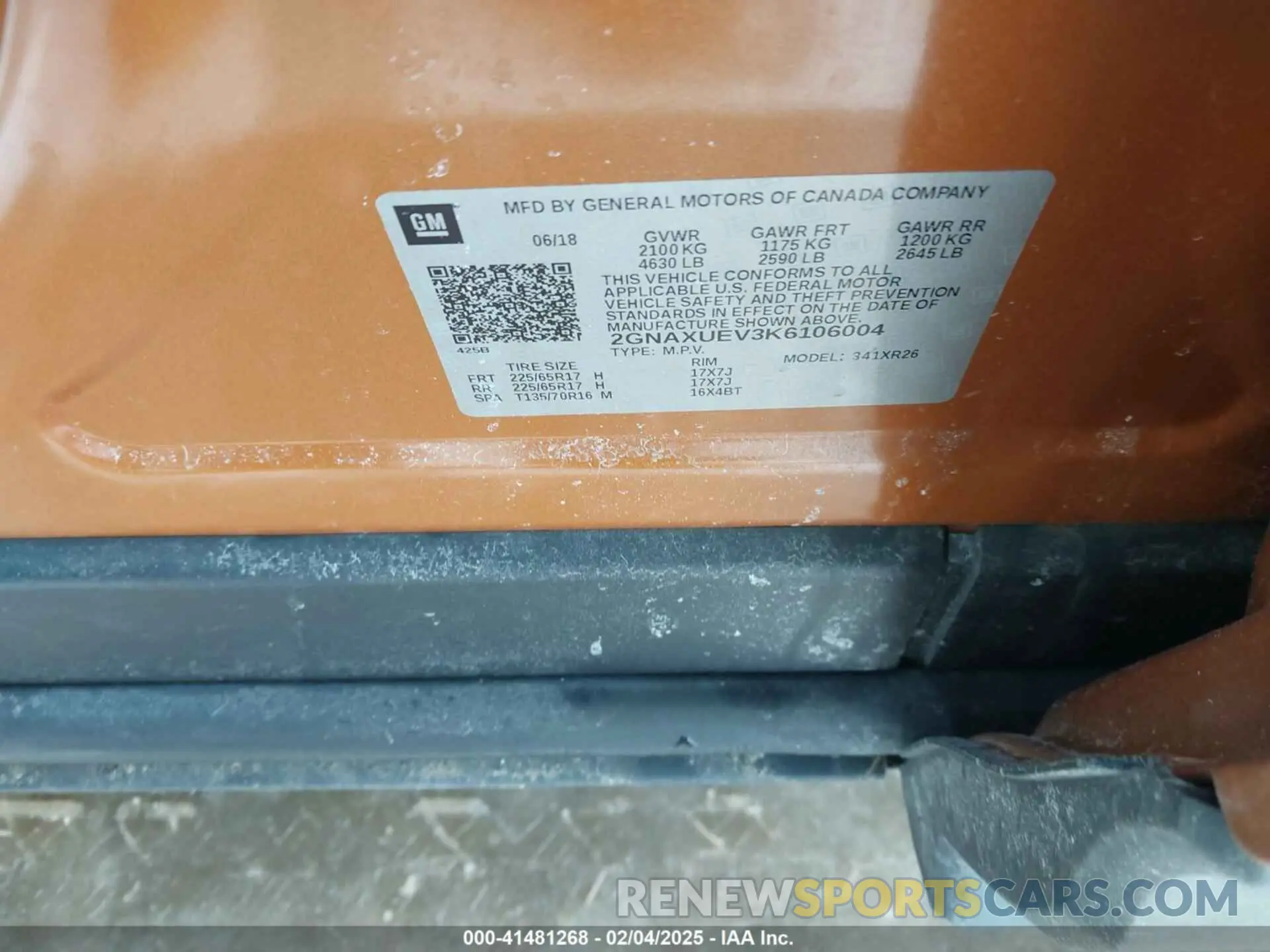 9 Photograph of a damaged car 2GNAXUEV3K6106004 CHEVROLET EQUINOX 2019
